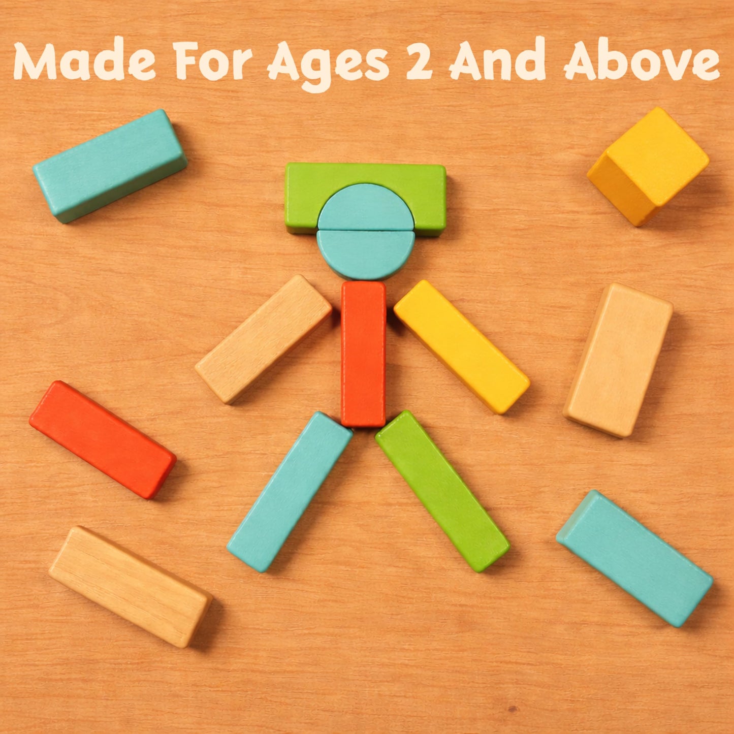 Natural Wood Building Blocks Set, 72 Pastel Color Pieces Castle Construction Blocks with Storage Tray, Educational STEM Learning Toys for Kids, Creative, Screen-Free, Architectural Play System