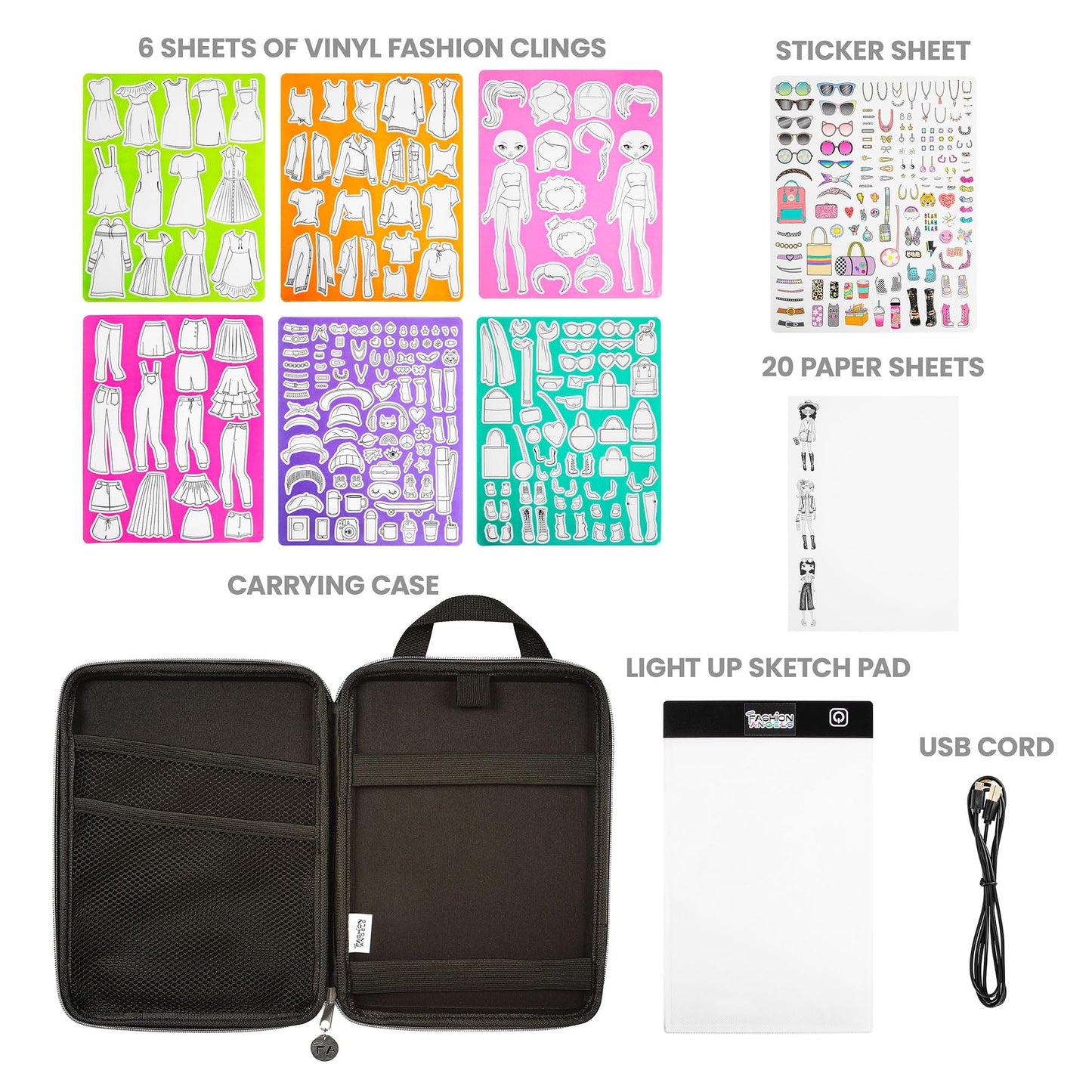 Fashion Angels Fashion Design Light Up Sketch & Tracing Pad, Includes Holographic Carrying Case, USB, Ultra Thin Tablet, 350+ Stencils & Stickers, Ages 8+