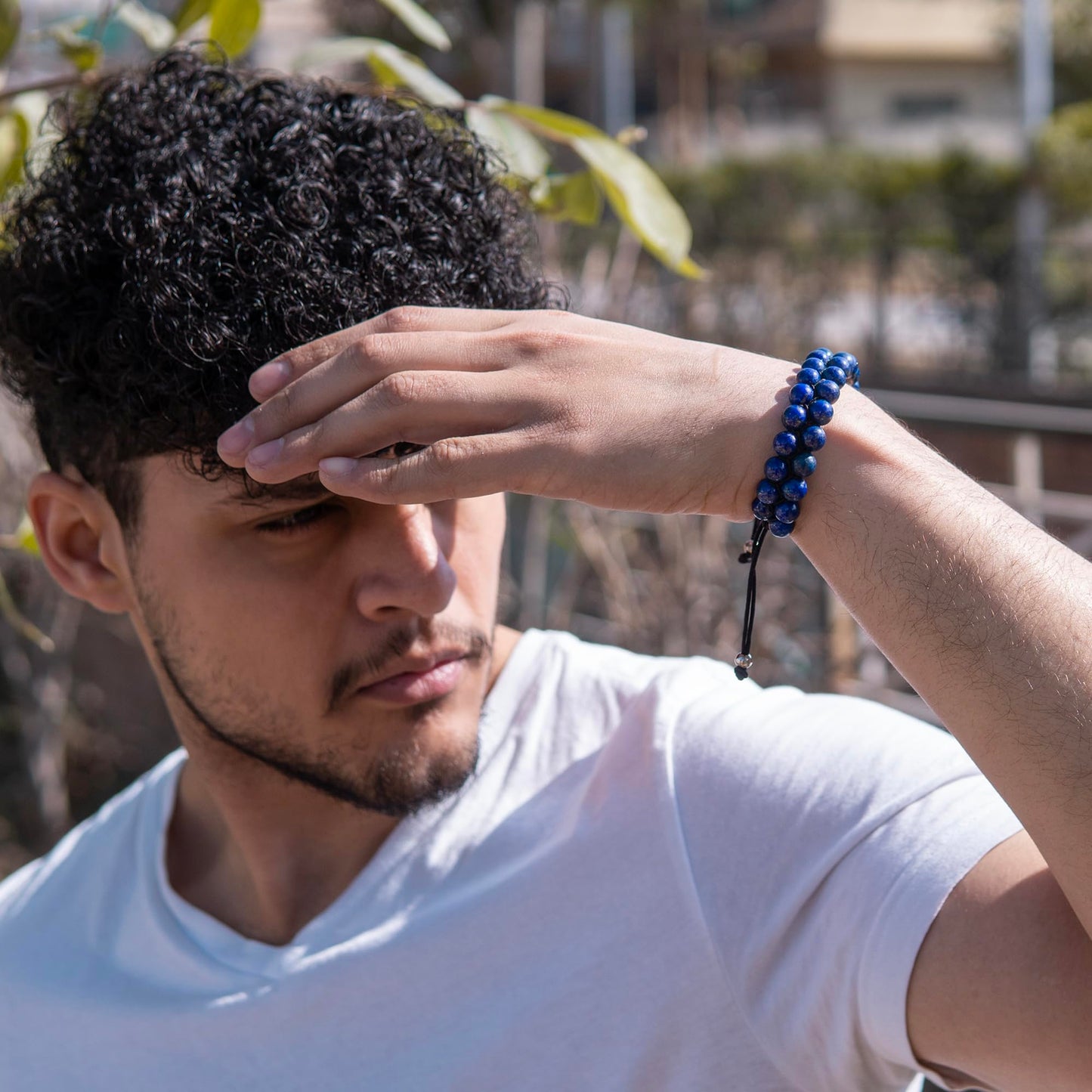 RTZN® Lapis Lazuli Bracelet for Men – Premium Artisan Handcrafted Authentic Blue Lapis Lazuli Mala Bead Bracelet – Adjustable Beaded Bracelets for Men (Morocco)