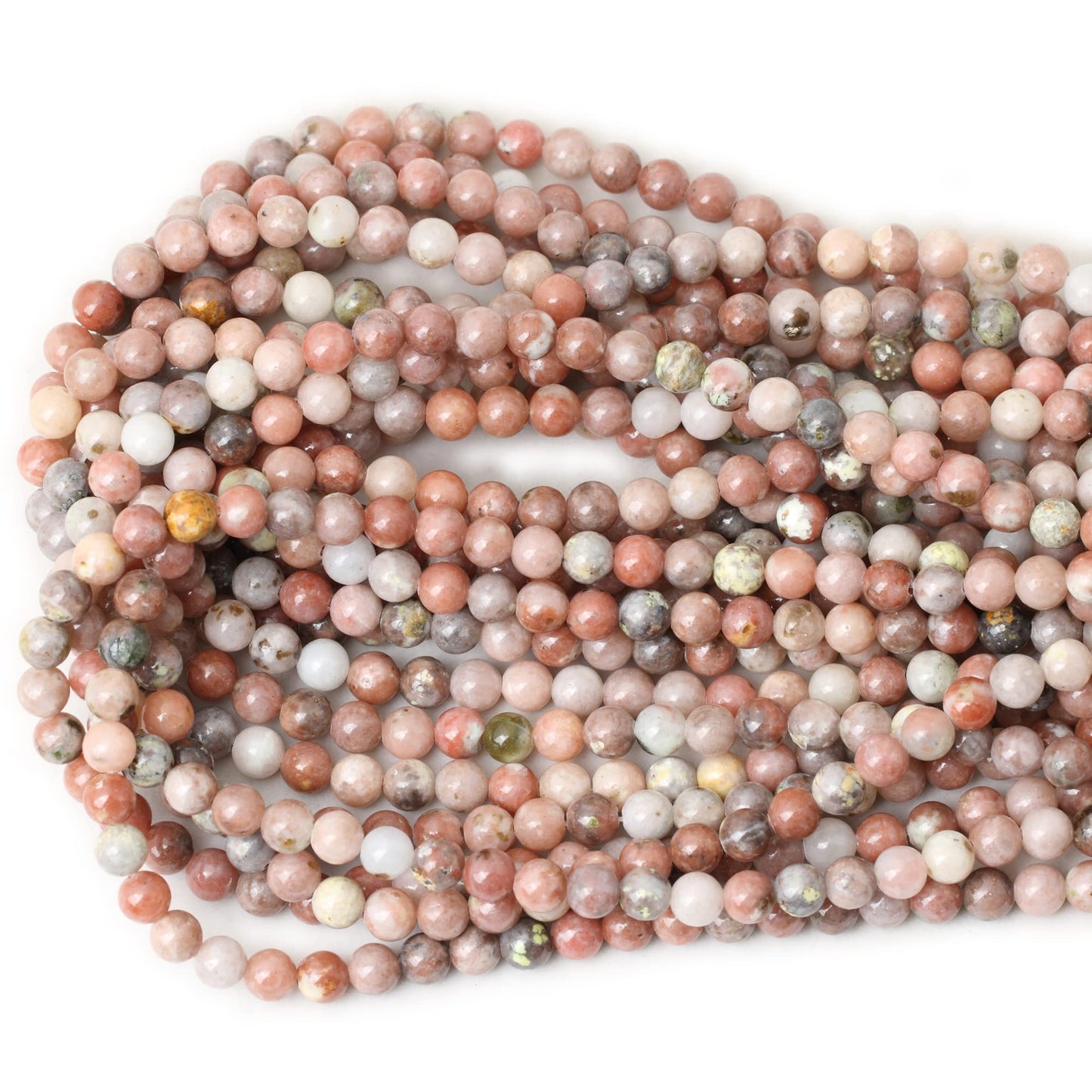 CHEAVIAN 60PCS 6mm Natural Plum Blossom Stone Gemstone Round Loose Beads for DIY Bracelet Necklace Earrings Jewelry Making 1 String 15 Inches