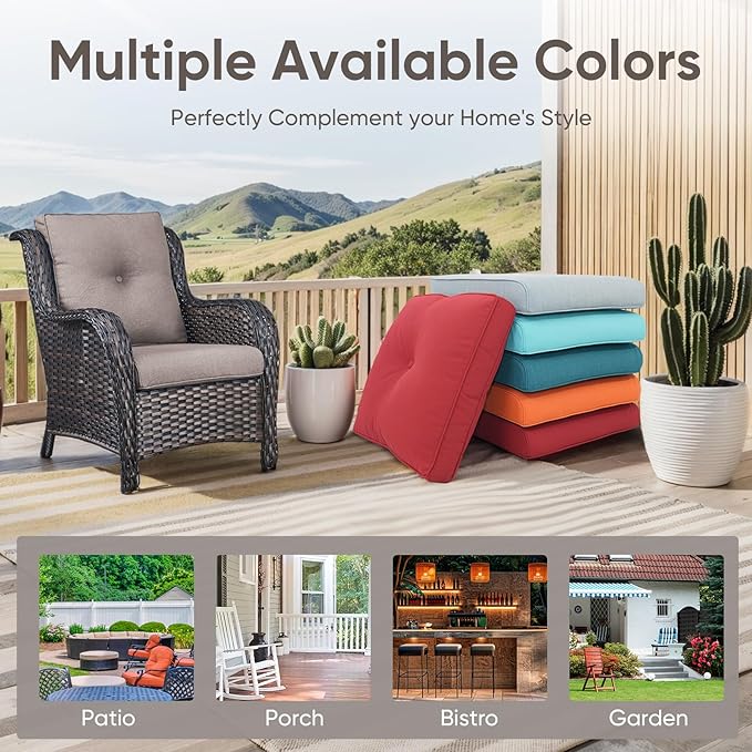 Patio Chair Cushions 5 Packs - Outside 22x24 High Back Water-Resistant Cushion with Zipper Cover for Outdoor Glider Rocking Chairs Loveseat 3-seat Couch Sofa – Grey/Buckle