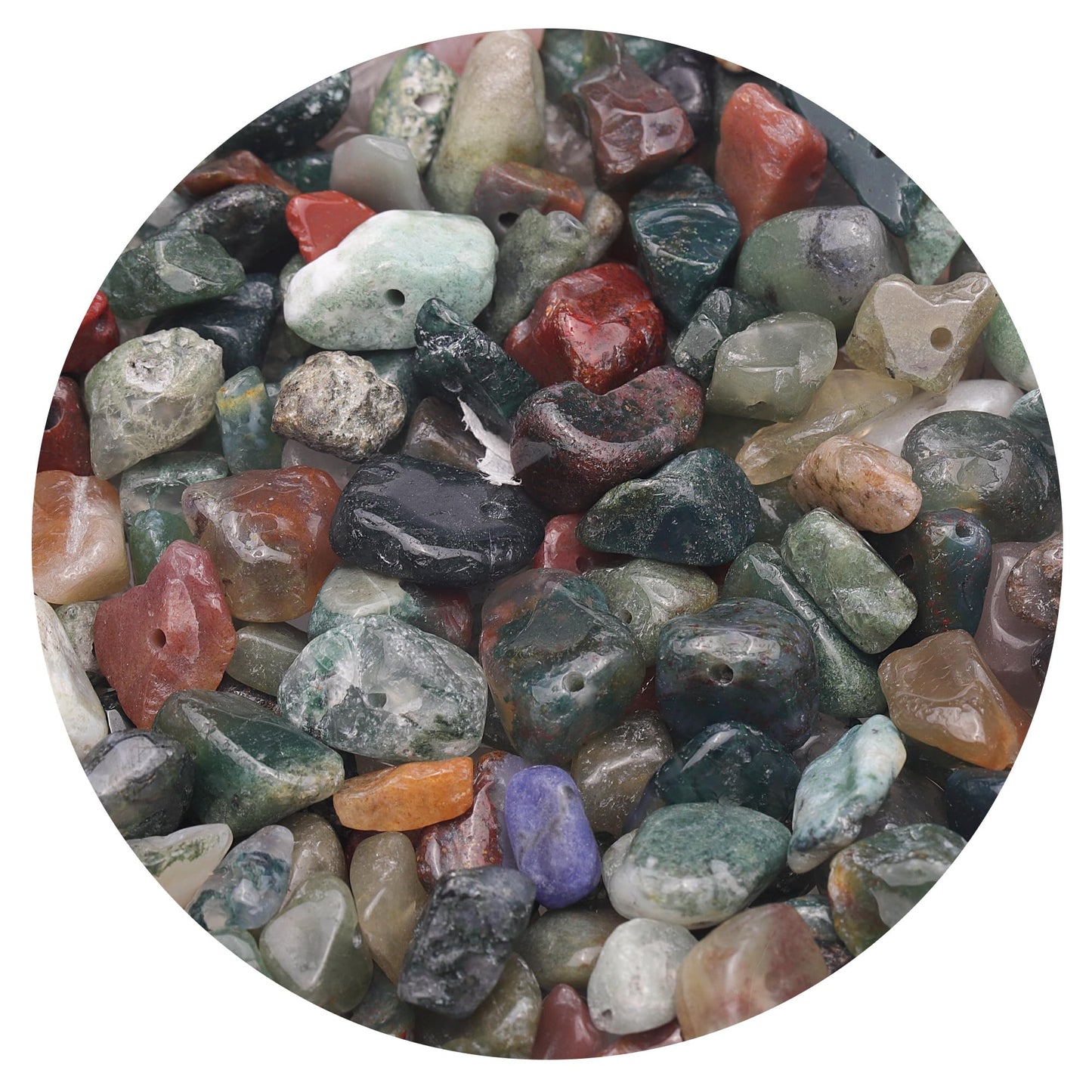 Youngbling Natural Chip Stone Beads 450 Pcs 5-8mm Healing Crystal Irregular Gemstone Drilled Lose Rocks Indian Agate Beads Bulk for Bracelet Jewelry Making