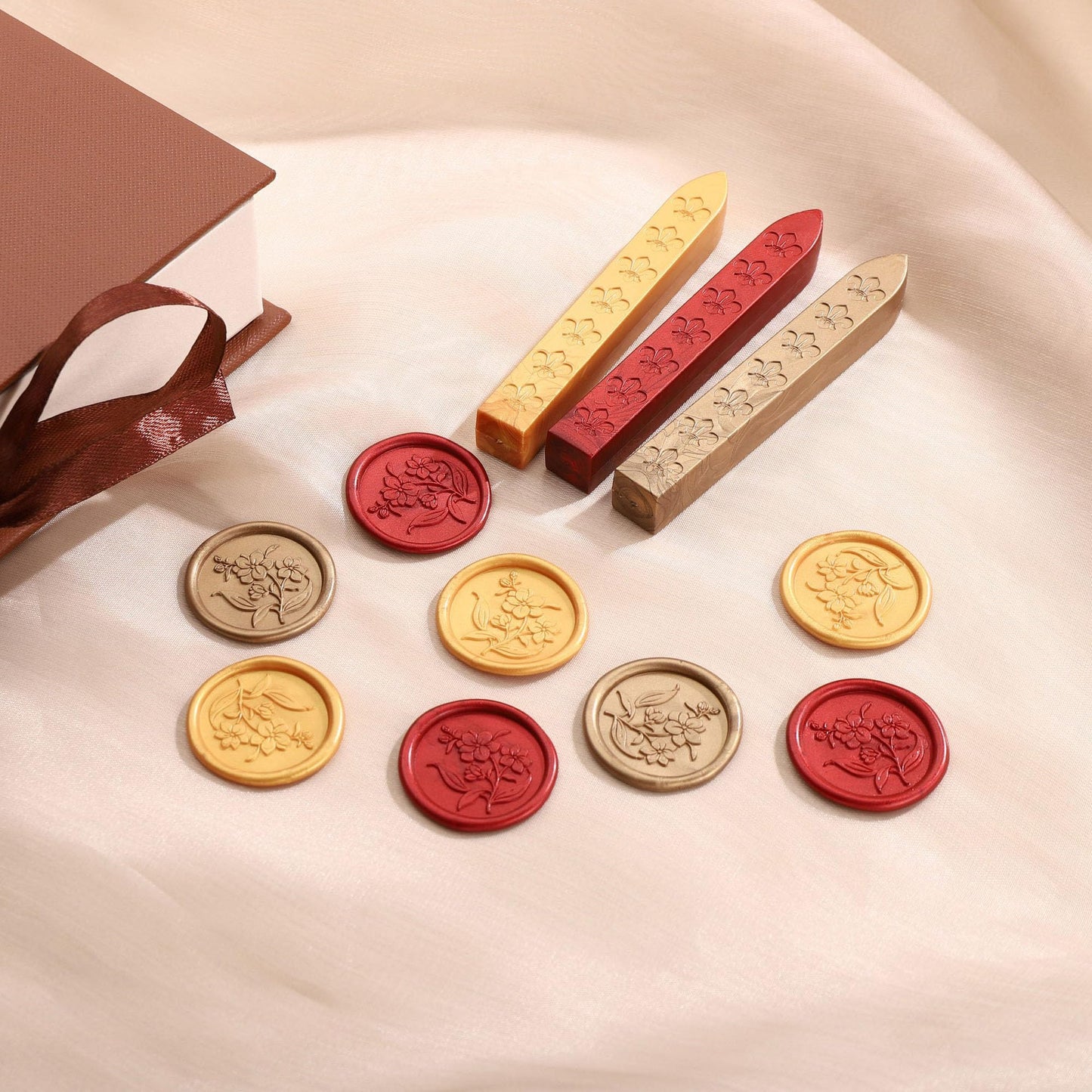Yoption Orchid Flowers Wax Seal Stamp Kit with Sealing Wax Sticks and Gift Box for Wedding, Party Invitations, Christmas, Envelopes