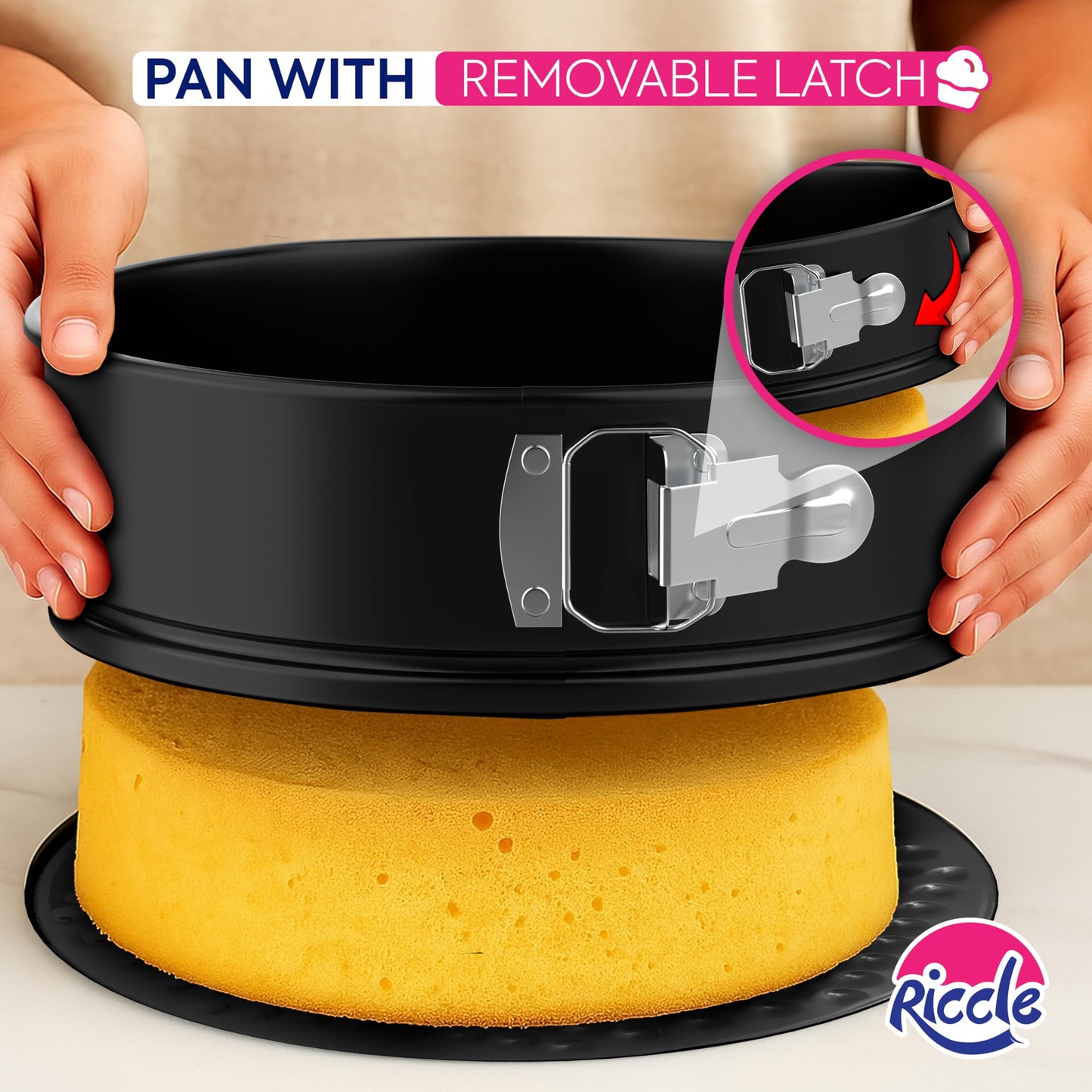 Riccle 148PCs Cake Pan Set for Baking, 3 Non-Stick Springform Pan Set (4, 7, 9 Inches), Cake Decorating Kit, Piping Bags and Tips Set, Cake Leveler, Multi-functional Leak-Proof CheeseCake Pan (148)