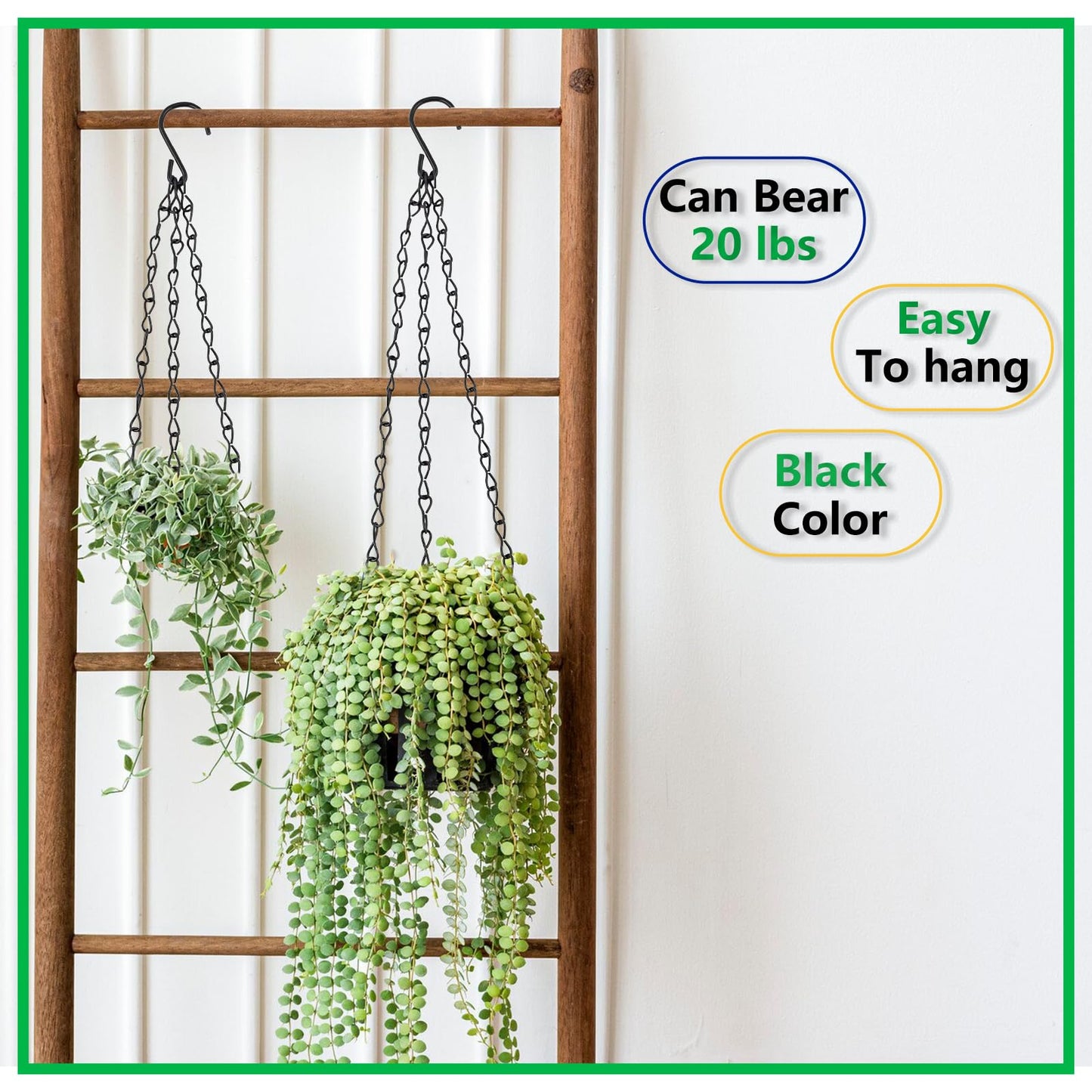 BDS-HOME 16inch Hanging Baskets Chains 3 Leads Hanging Chains Flower Pot Chain Hanger Replacement for Planters, Bird Feeders, Creative Light, Wind Chime, Lanterns and Ornaments
