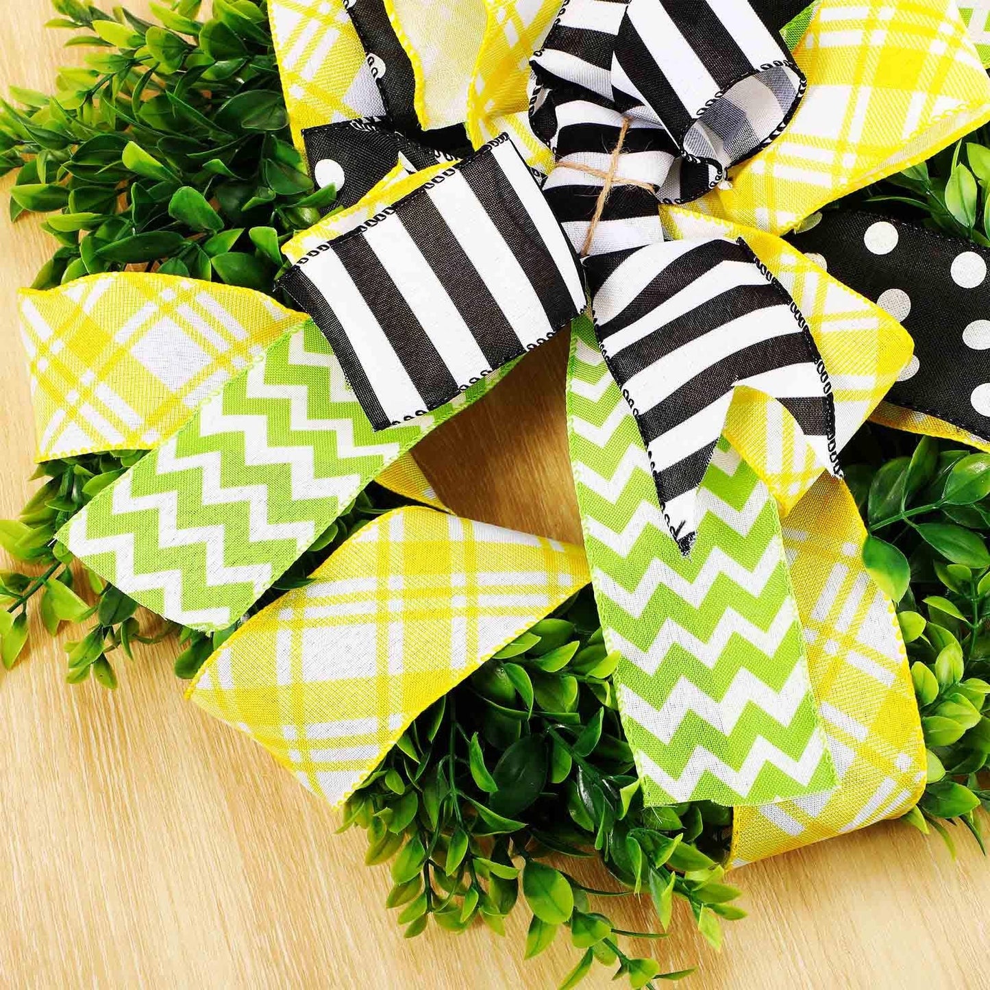 Chuangdi 2 Rolls 20 Yards 2.5 Inch Black and White Wired Ribbon Stripe Burlap Wired Ribbon for Gift Wrapping Craft Wreath Bows Fall Christmas Decor