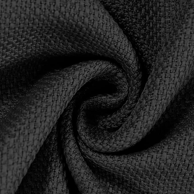Chyhomenyc 2 Panels Small Cafe Curtains 24 Inch Length, Faux Linen Textured Half Window Curtains for Kitchen Bathroom Farmhouse Country, Light Filtering Black Short Curtains, Each 30x24 Inch