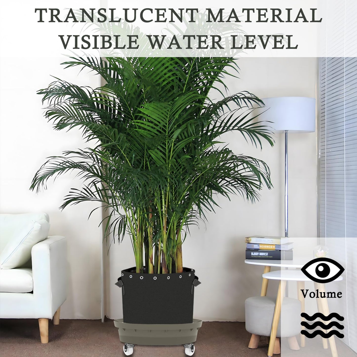 Molgoc Self-Watering Base with Visible Water Level,5-Pack,Keeps Leaves and Flying Insects Out,Maintains Water Quality, Equipped with Rollers for Easy Movement and Rotation, Brown.
