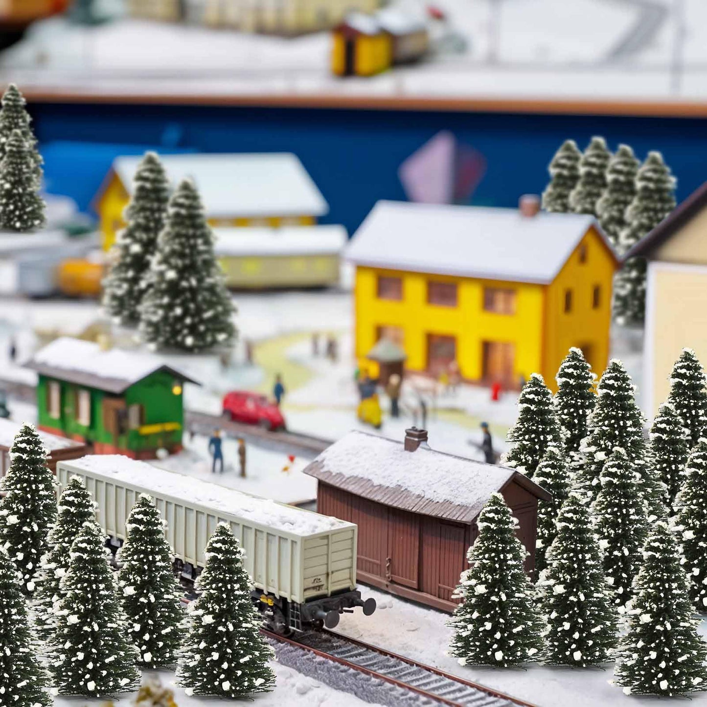50PCS Model Cedar Trees with Snow 2.05 inch (52 mm) for Diorama Train Railway Winter Scenery Landscape Layout HO N Scale (2.05Inch(52mm)-50PCS)