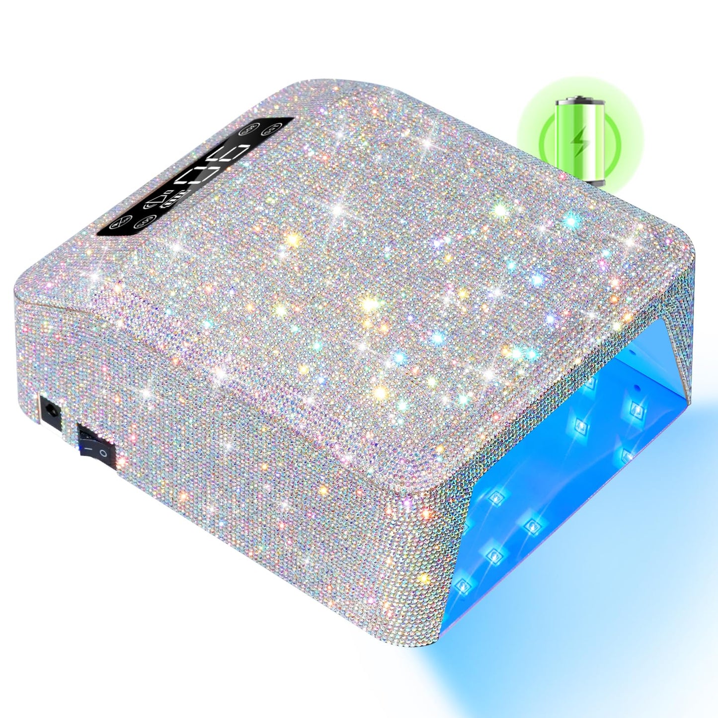 CHRISTINE SHELLY UV Nail Lamp, Rechargeable LED Nail Lamp Sparkly Gel Polish Light 4 Timer Setting Professional Quick Dry Curing Lamp with Display Auto Sensor for Salon & Home, AB Diamond