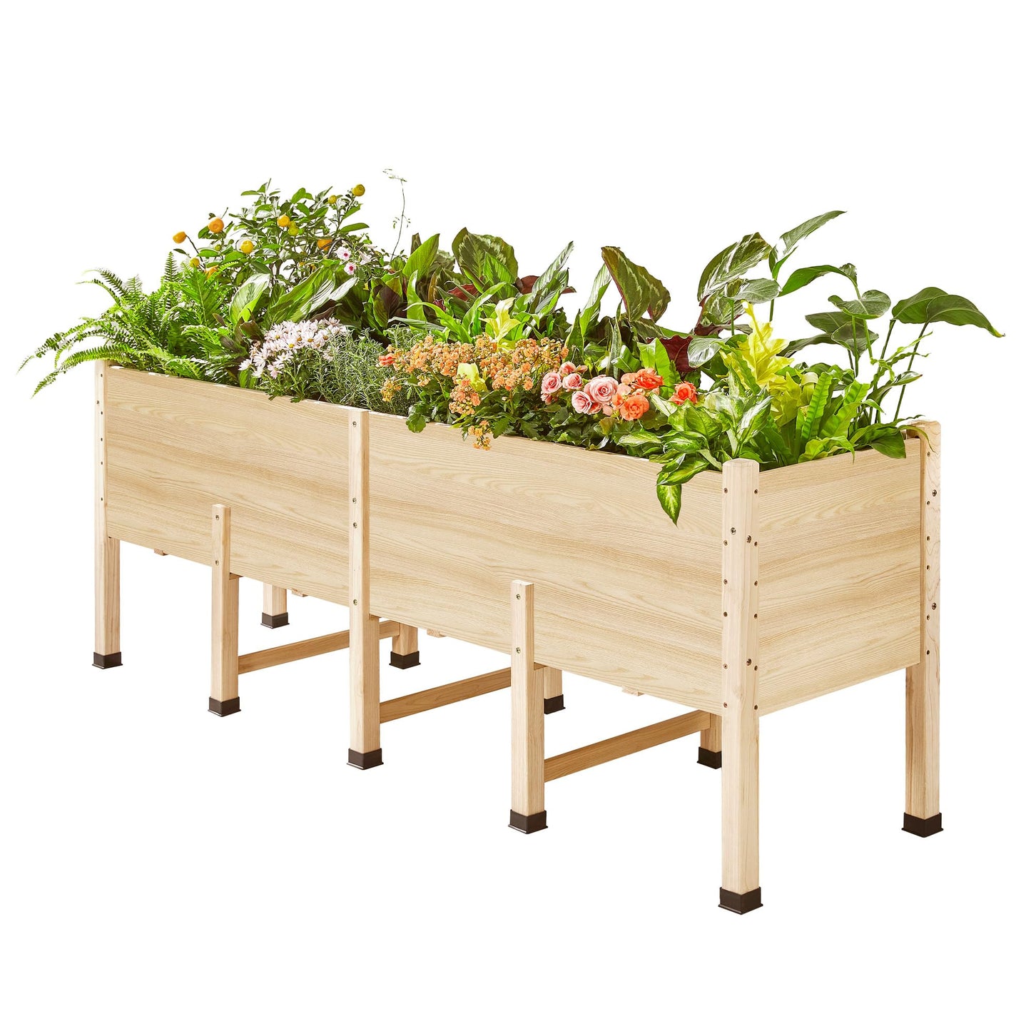 AMERLIFE 7x2 Ft Raised Garden Bed, 16 Inch Depth Featuring Legs, Drainage Holes, Ideal for Deep Rooted Vegetables, Flowers, Herbs, Elevated Wood Planter Box for Balcony, Patio, Backyard, Easy Assembly