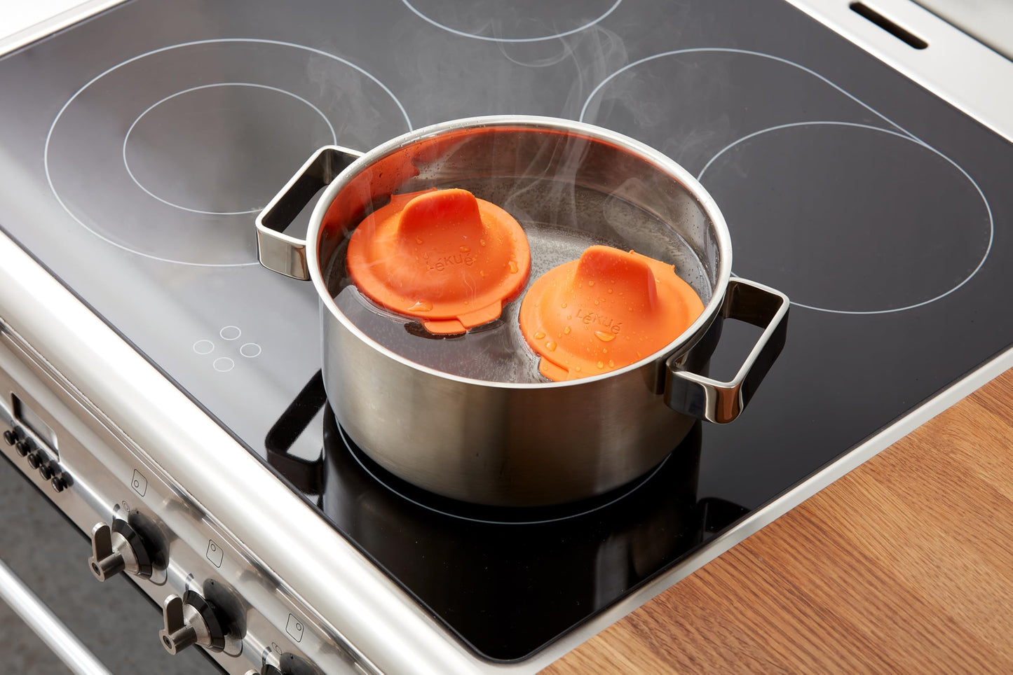 Lekue Poached Egg Maker/Poached Egg Cooker Set of 2, Orange