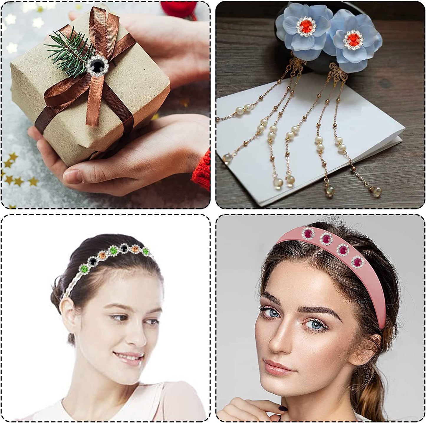 500PCs Sew on Rhinestones, Crystal Flower Shape Bedazzling, 10mm Crystal Flatback Embellishments for Sewing and Crafts, with Storage Box (10mm - Gold Tone)