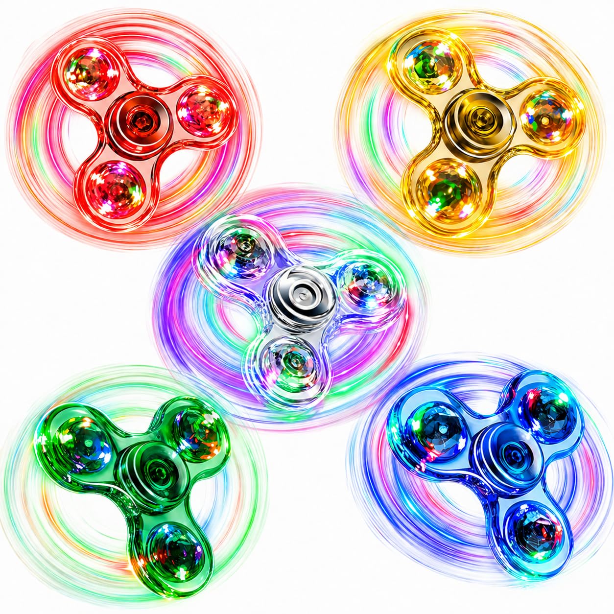 FIGROL 5 Pack Fidget Spinner, Light Up Fidget Spinners for Kids-Glow in The Dark Fidget Toy Party Favors Goodie Bag Stuffers Classroom Prizes