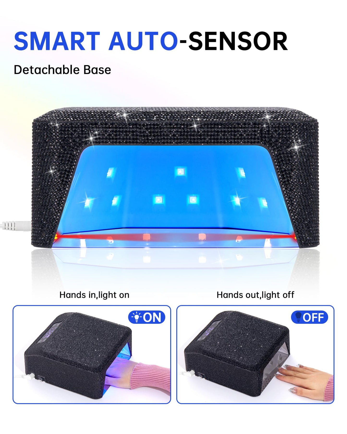 CHRISTINE SHELLY UV LED Nail Lamp 96W Nail Dryer Sparkly Gel Polish Light 4 Timer Setting Professional Quick Dry Curing Lamp with Display Auto Sensor for Salon & Home, Black