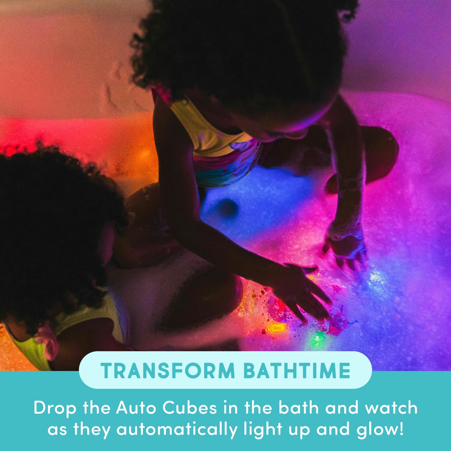 Glo Pals Water-Activated Light-Up Cubes for Bathtime and Sensory Play - Includes 6 Reusable Light-Up Cubes - Sensory Toys and Glowing Bath Cubes for Kids and Toddlers - Auto