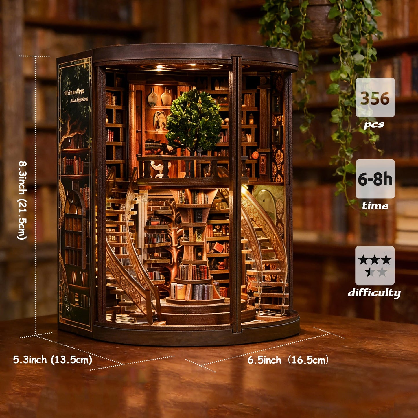 Soothee DIY Book Nook Kit with LED Lights | 3D Puzzles for Adults & Teens, Miniatures and Model Building Kits for Bookshelf Decor, Relaxing & Unique Gift for Craft Lovers | Wisdom Library
