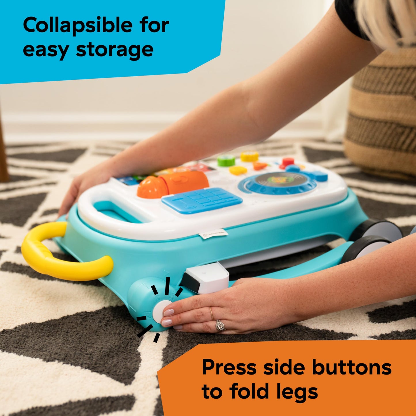 Baby Einstein Musical Mix ‘N Roll 4-in-1 Push Walker, Activity Center, Toddler Table & Floor Toy, 100+ Songs & Phrases, DJ Station with Piano
