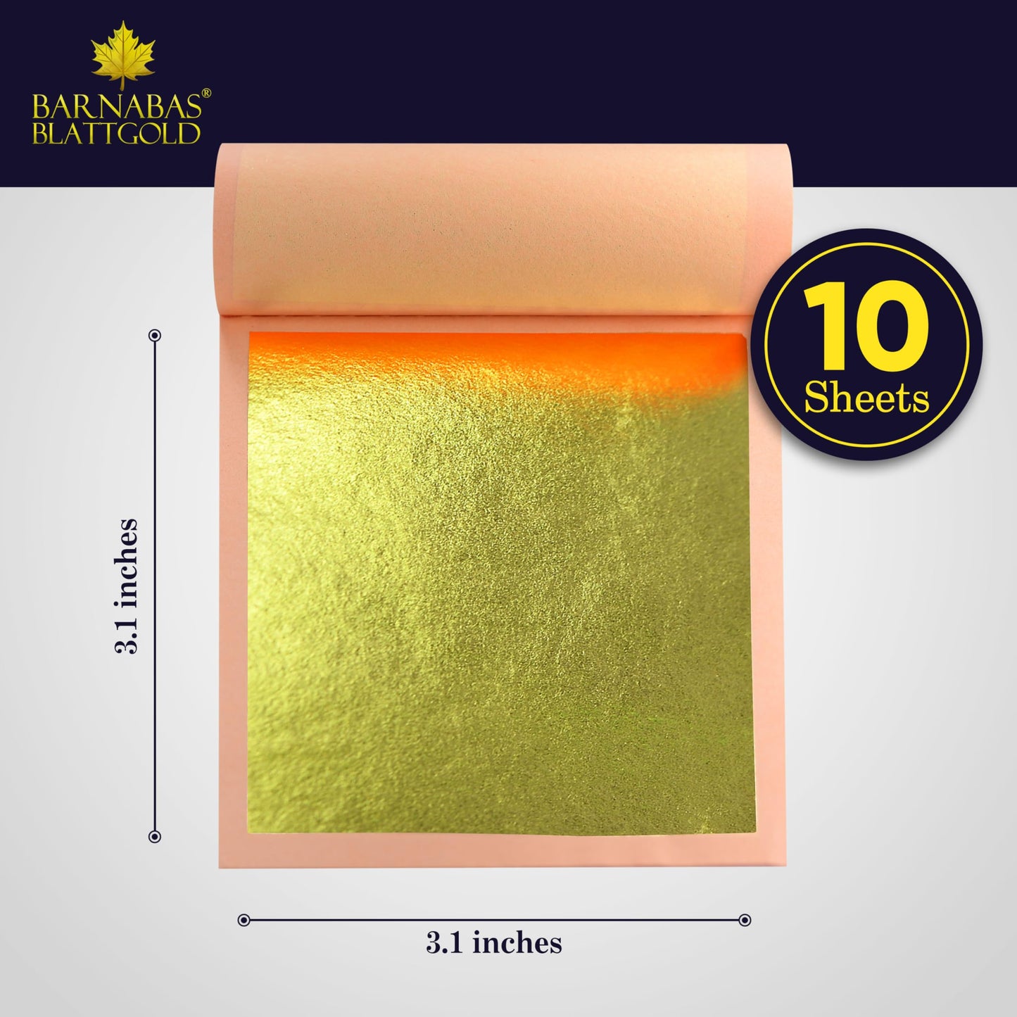Barnabas Blattgold Gold Leaf - 24K Real Gold [10 Sheets, 3.1 inches] - Loose Sheets for Painting, Arts and Crafts