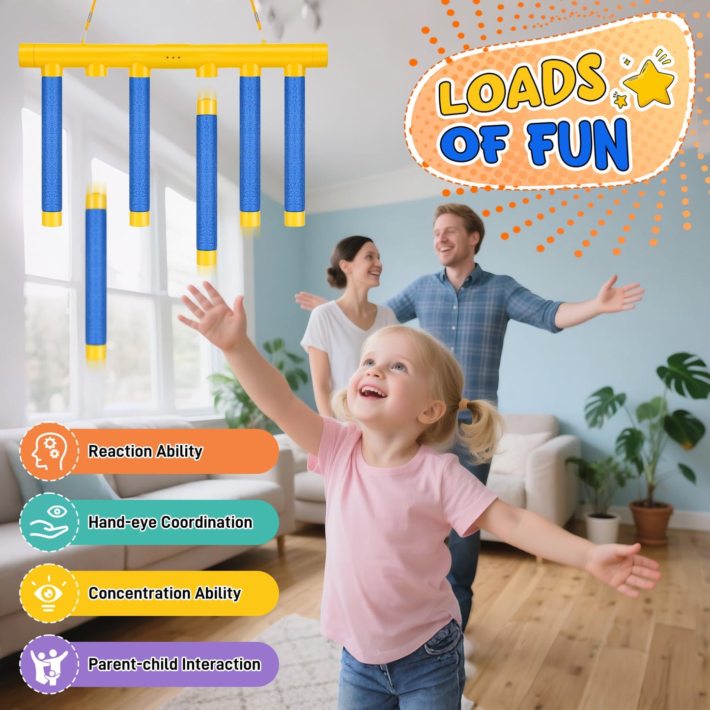 Huiguli Reflex Challenge Game - Catching Falling Sticks with Remote Control, Hand Eye Coordination & Reaction Time Training Toy, 3 Adjustable Speed Modes for Kids & Adults