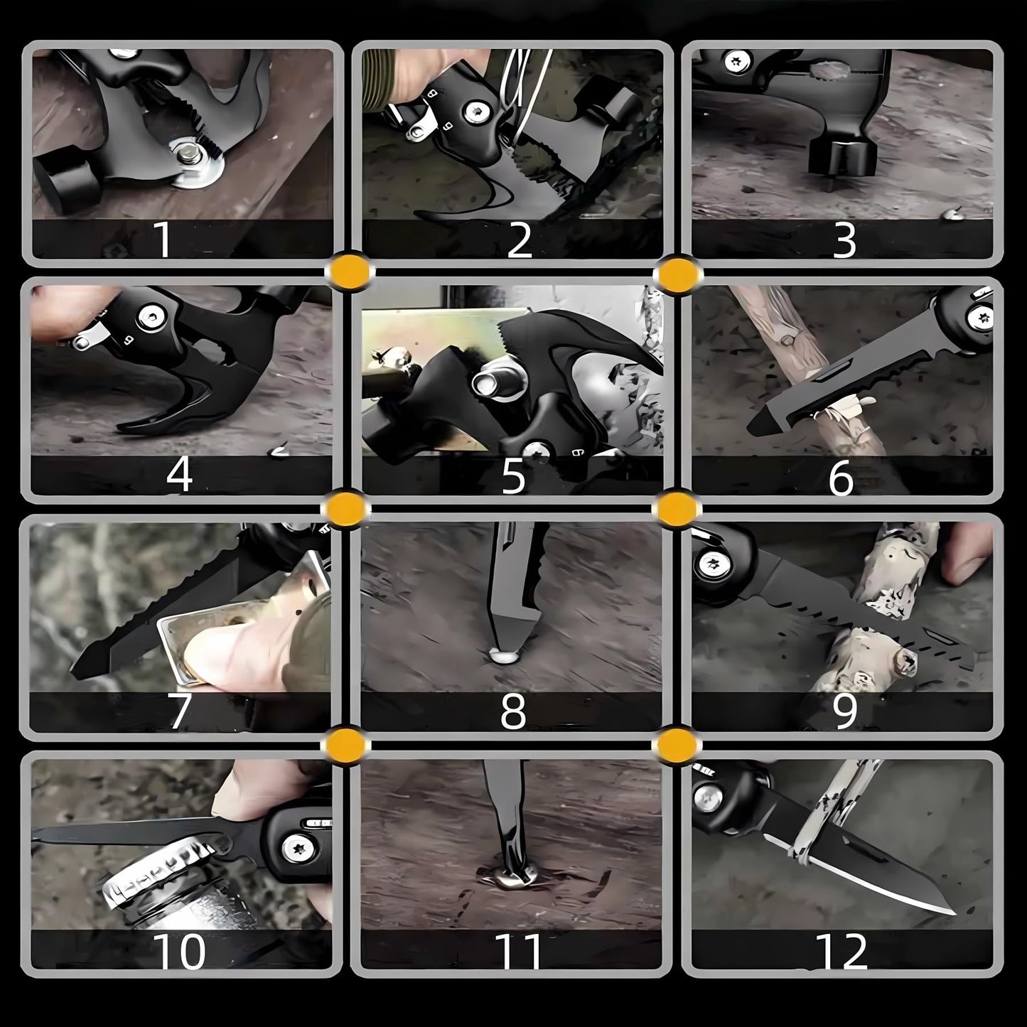 13-in-1 Mutitool, Stainless Steel Multi-functional Hammers with Hammer Saw Screwdrivers Pliers Bottle Opener Foldable Multitools with Sheath, Ideal for Camping,Survival,Repair Great Gifts for Men
