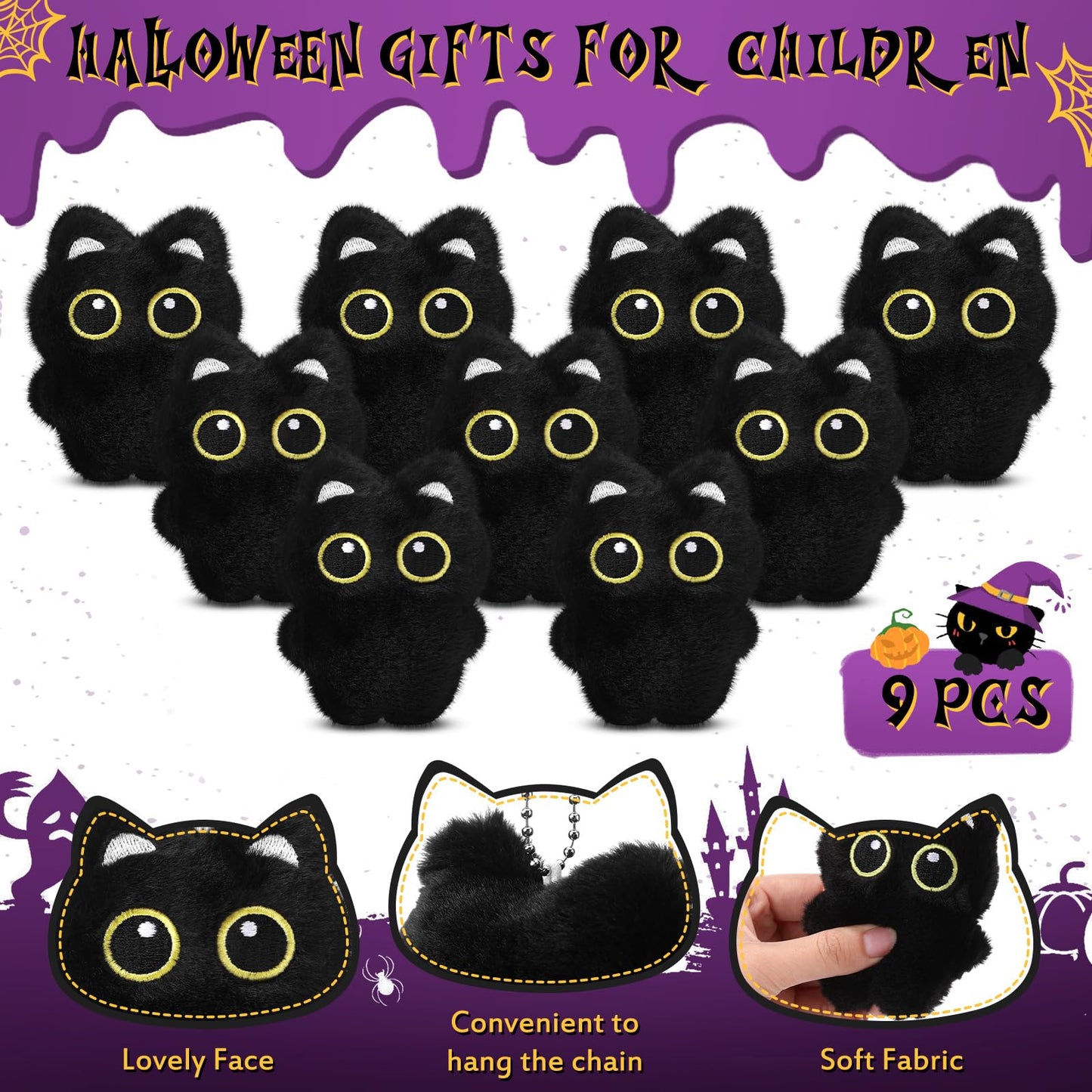 Zomiboo 9 Pcs Cat Stuffed Animals Bulk Mini Plush Cat Stuffed Kitten Soft Doll Plush Toys for DIY Keychain Classroom School Animals Pet Party Favors(Adorable Style)
