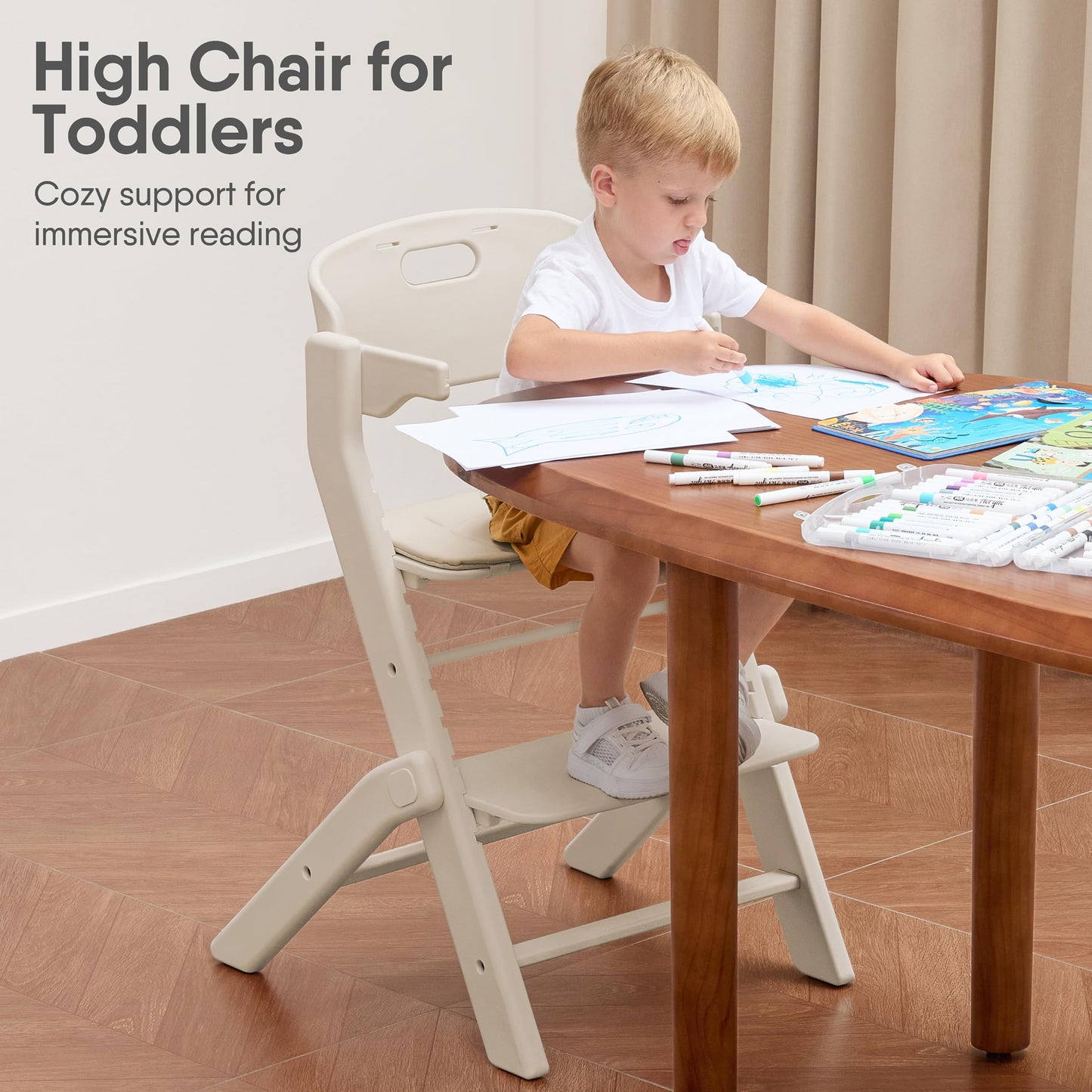 Obee Odee Full-Body Washable Baby High Chair with Soft Cushion, Adjustable for 6 Months to 220 Lb - Multifunctional and Convertible High Chairs for Babies and Toddlers -Portable and Easy Operation
