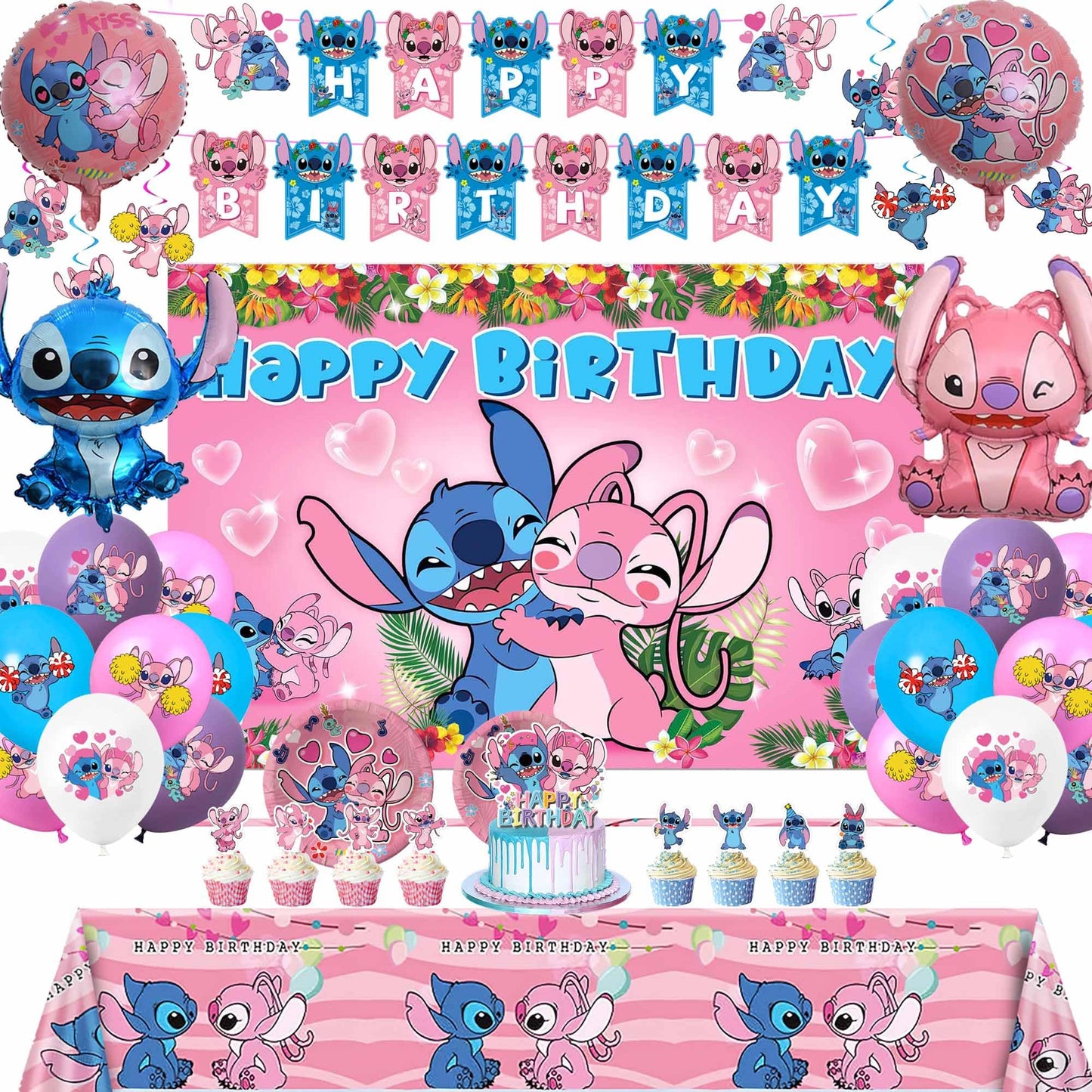 Birthday Party Decorations Kit, Includes Banner Foil Balloons Tablecloth Backdrop Cake Plates Napkins Adult Themed Party Supplies