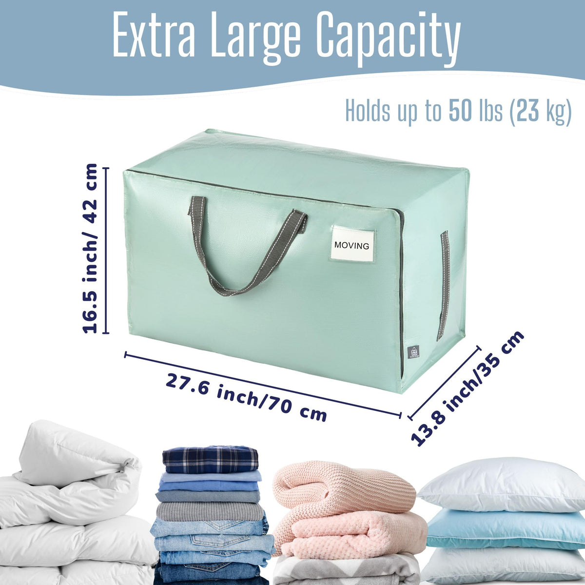 4 Pack Extra Large Heavy Duty Moving Bags with Wide Opening & Reinforced Handles (4 Count)
