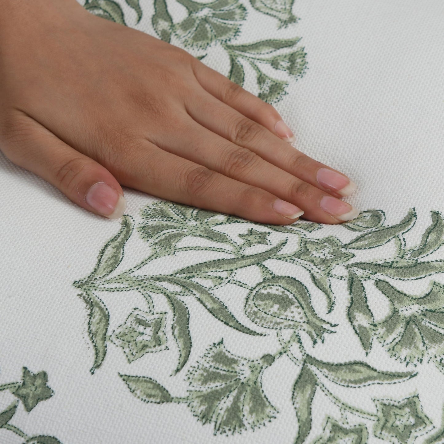 CPC Sage Green Block Print Throw Cushion Cover 20 x 20 Inch Set 2 - Decorative Boho Floral Pillow Case for Living Room, Bed, Sofa, Couch, Home Decor Cushion Cover Gift for Spring, Mother's Day