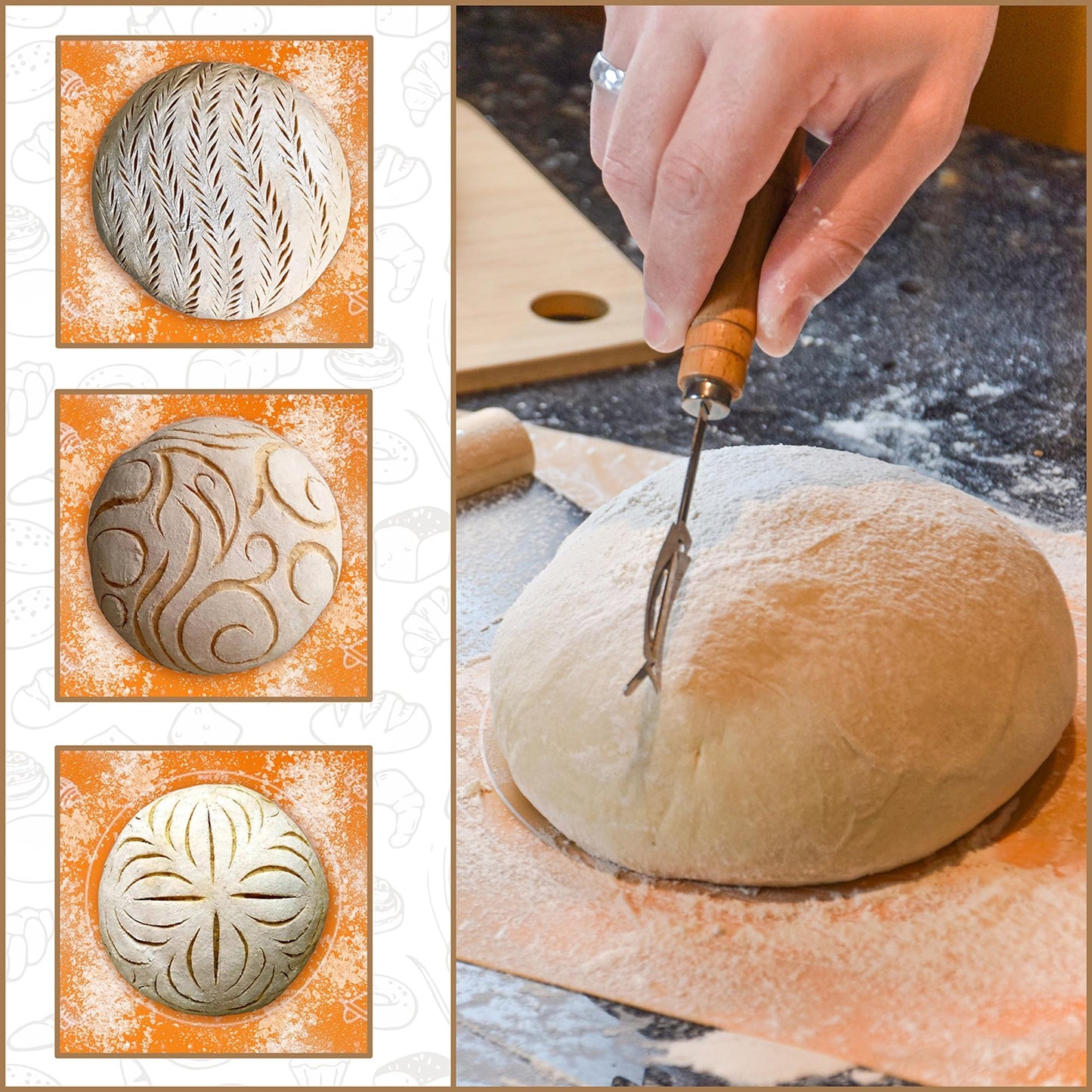 Liliadon Sourdough Starter Kit - Bread Proofing Basket Set - Baking Accessories - Gift Set