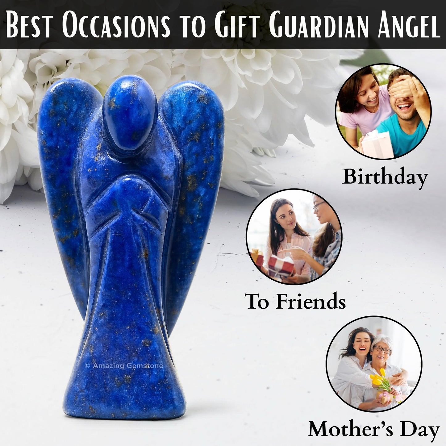 Amazing Gemstone Lapis Lazuli Angel - Lapis Lazuli Crystal Angel and Pocket Guardian Angel Crystal Figurines (1.5 inches)