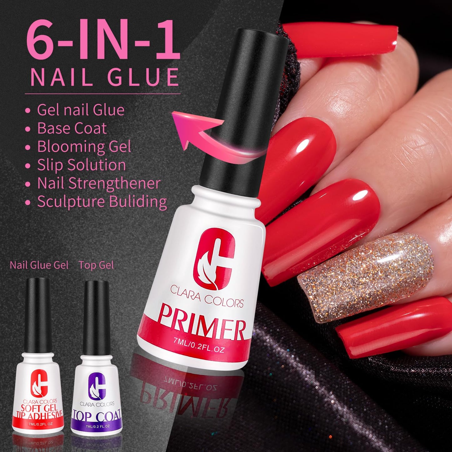 Clara Colors Nail Tips and Glue Gel Kit,550Pcs Full Cover Soft Gel Fake Nails Tips and Nail Glue Kit with LED Nail Lamp,Medium Square Artificial False Nails Tips for Acrylic Nail