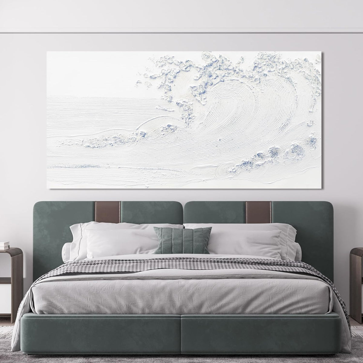 Canvas Wall Art Decor Large Wall Art Pictures for Living Room Landscape Coastal Wall Art Decor Wave Artwork for Walls White Blue Wave Wall Art Prints Art Work for Home Office Room Wall Decor 29"x58"