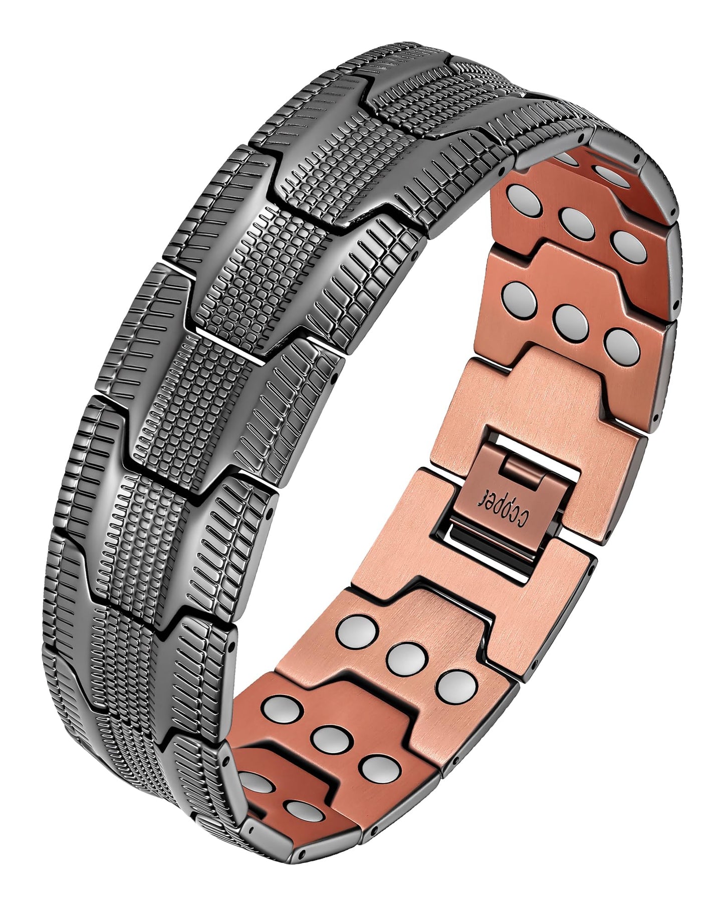 Jecanori Copper Bracelet for Men, 3X Strength Magnetic Bracelets for Men,Ideal Gift, Grey