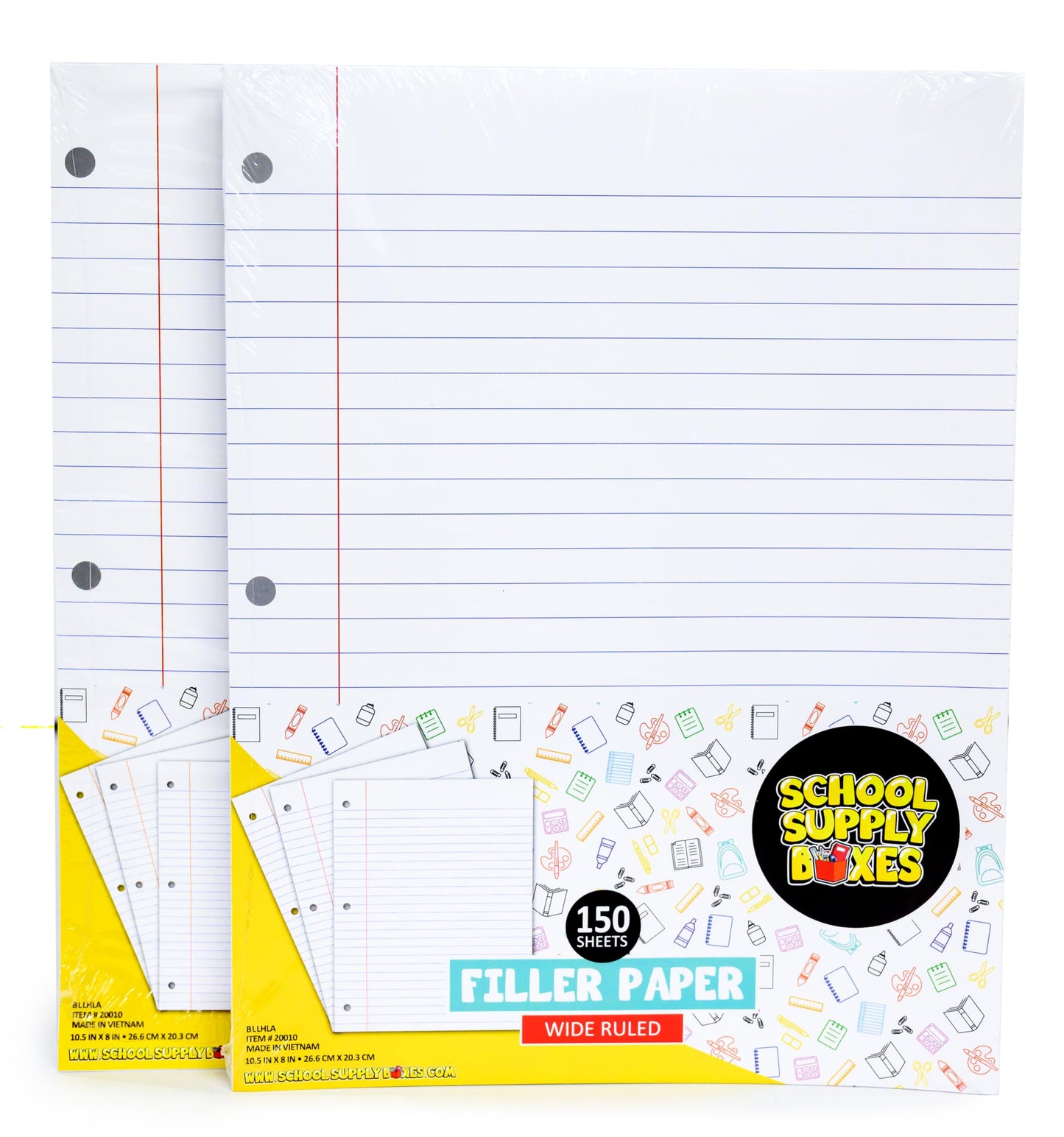 School Supply Boxes | Elementary Writing Bundle (1 Box) | Back to School Essentials Kit for Students & Teachers | Includes Wide-Ruled Filler Paper, Wide-Ruled Notebooks, 12 ct. Pens, & More