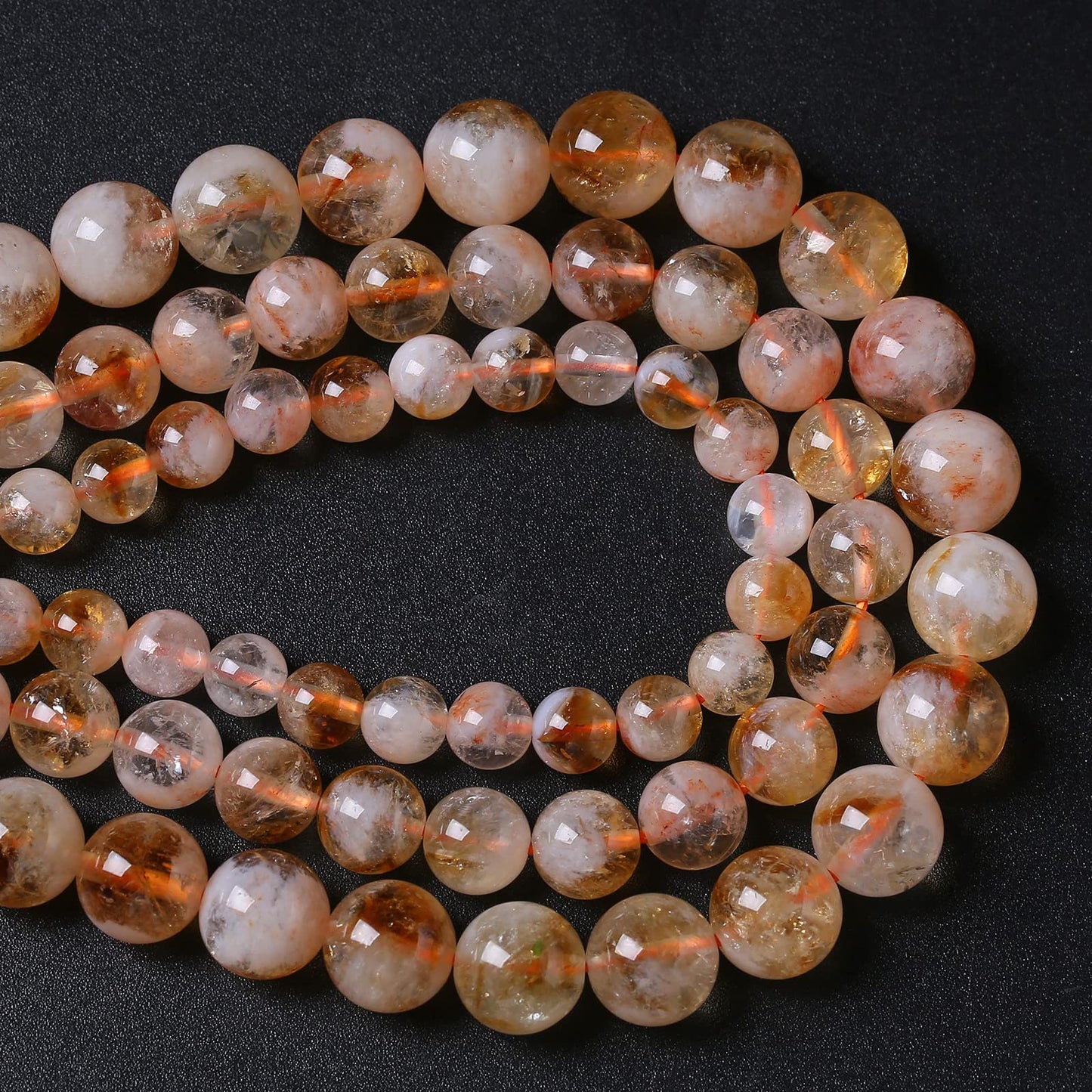 6MM 60PCS Natural Stone Citrine A Grade Quartz Crystal Loose Beads for Jewelry Making DIY Bracelet Necklace 1 Strand 15’’