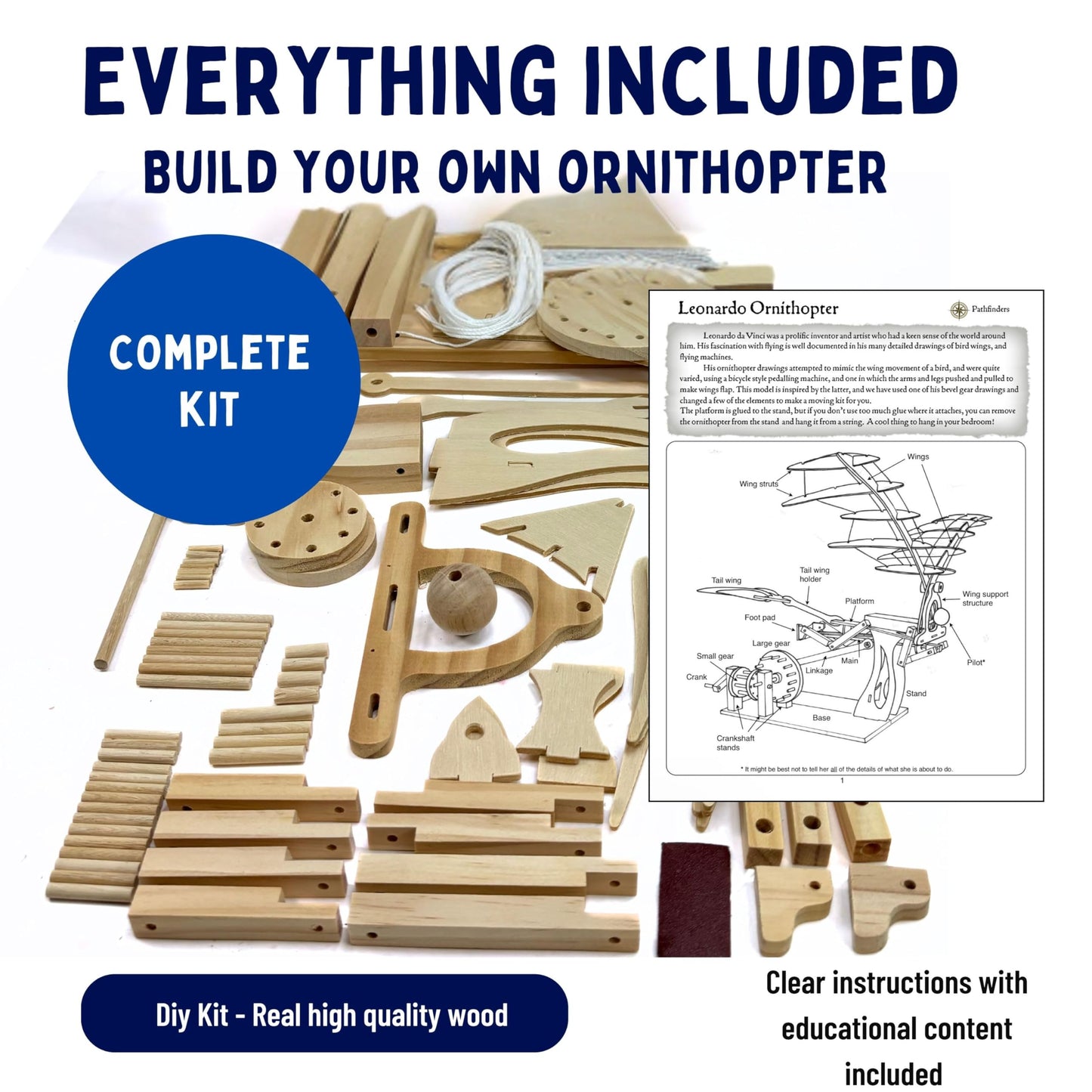 PATHFINDERS STEM Kit – Leonardo da Vinci Ornithopter | 3D Puzzle & Engineering Toy for Kids Ages 9+ | Educational Science & Learning Resource | Fun Gift Idea for Girls