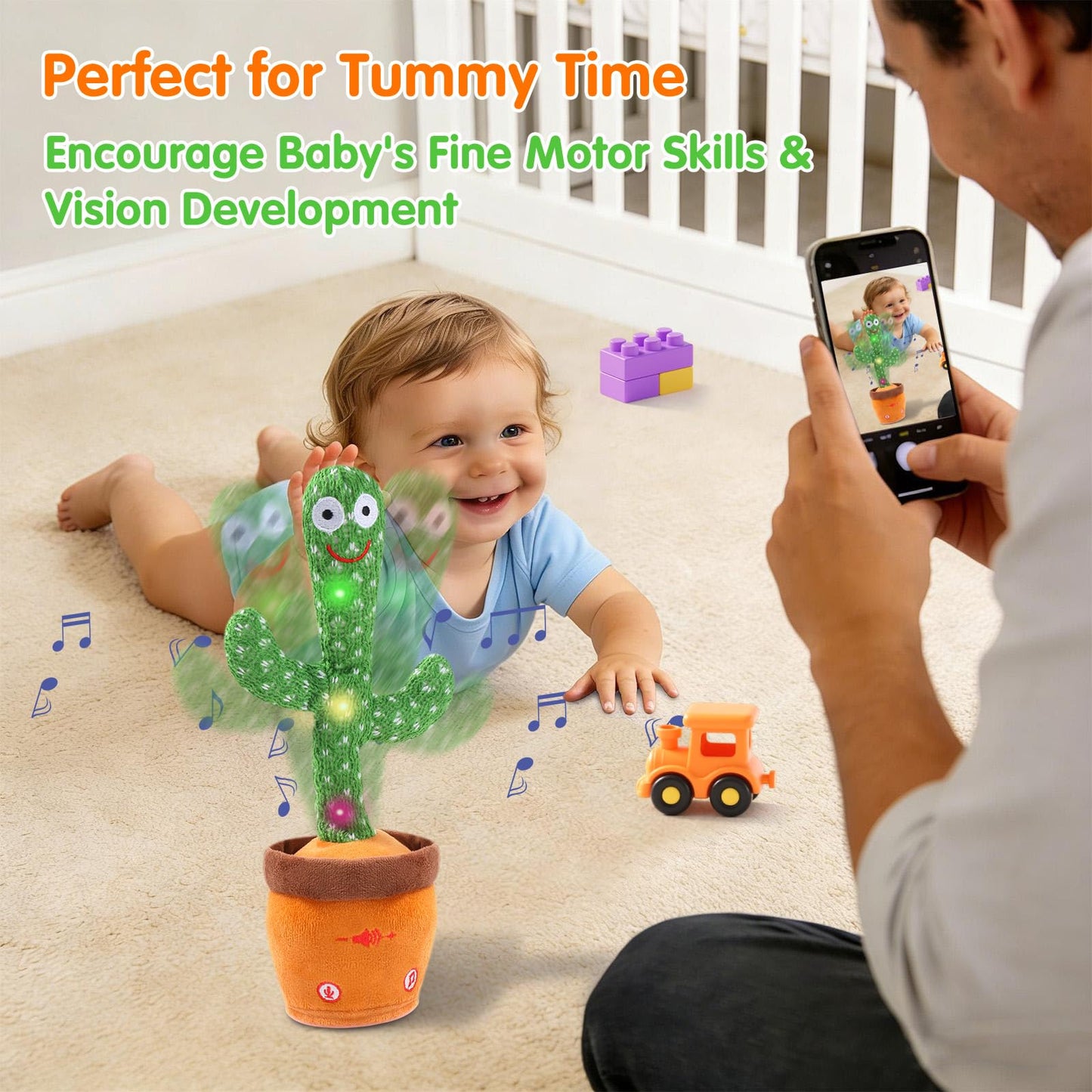 LLUKEME Talking Cactus Toy for Babies 6+ Months & Toddlers - Dancing Singing Repeating Cactus Toy with 10 Songs & Lights, Interactive Plush Gift for Kids Age 1 2 3 4 5 6, for Kids