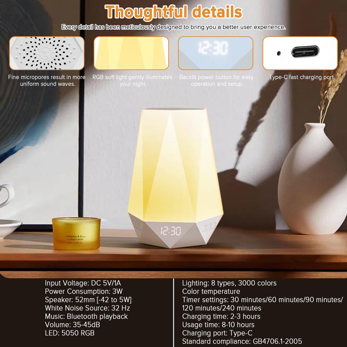 Sleep Sound Machines，White Noise Machine for Baby Sleeping with Night Light, Portable Sound Machine with 32 Soothing Sounds, 8 Night Light Colors, Timer, App Remote Control, Personal Sleep Routine