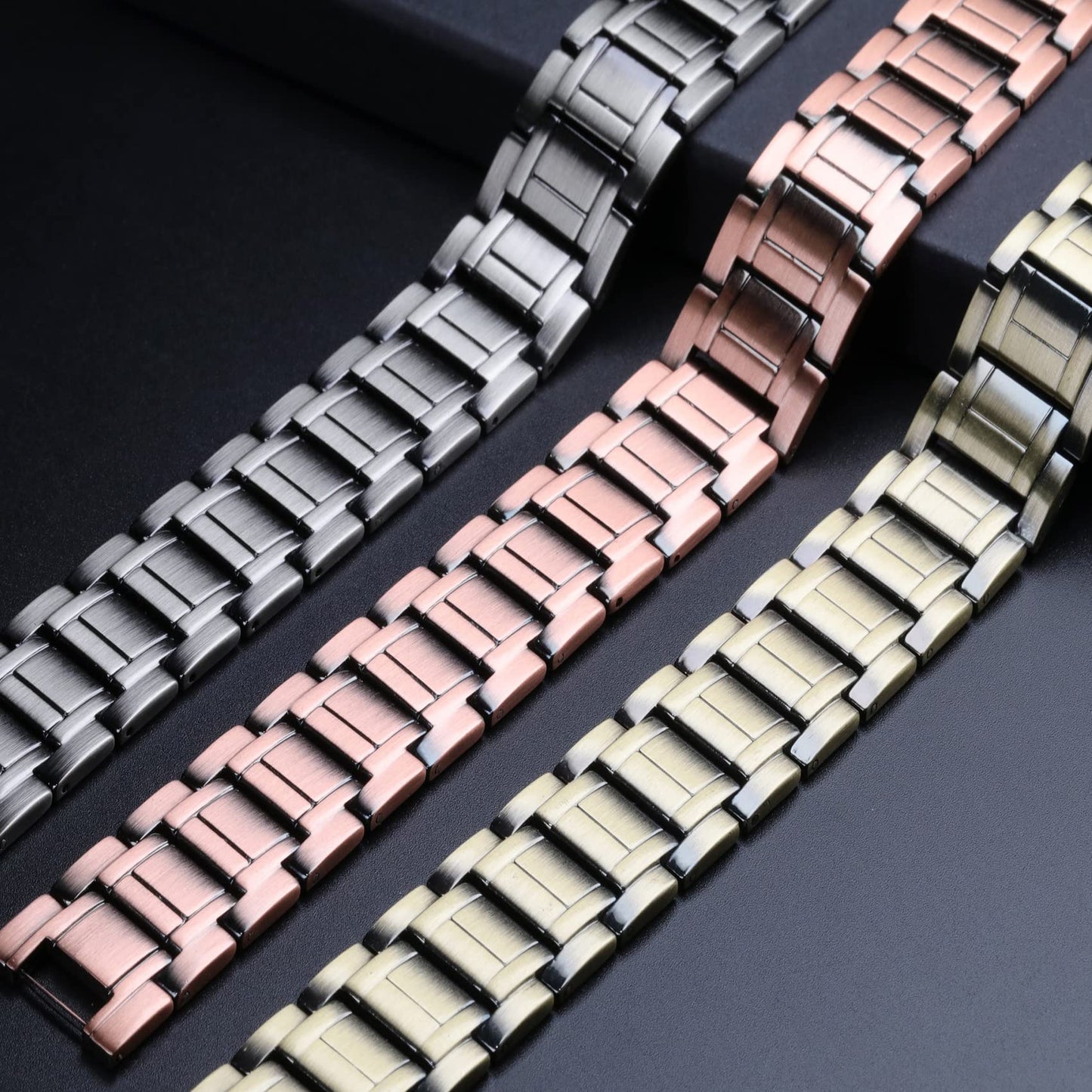 Feraco 2pcs Copper Bracelet for Men - Magnetic for - 3500 Gauss Magnets for Migraines Tennis Elbow - Copper Jewelry Gift with Adjustable Sizing Tool