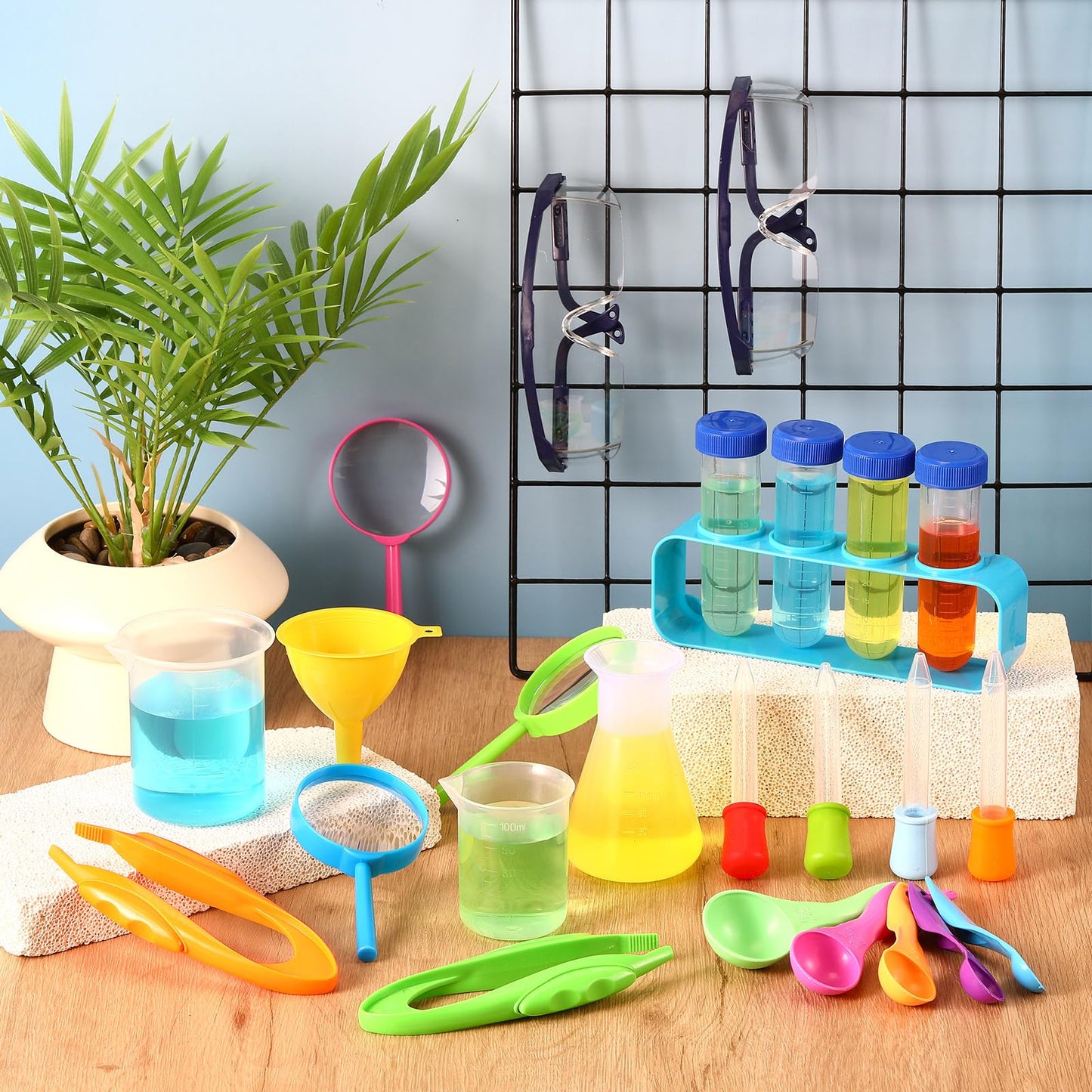 Copkim 39 Pcs Science Kits for Kids Educational Lab Science Experiments Early Learning Set Include Beakers and Test Tubes Droppers for Boys and Girls Birthday Party Gift