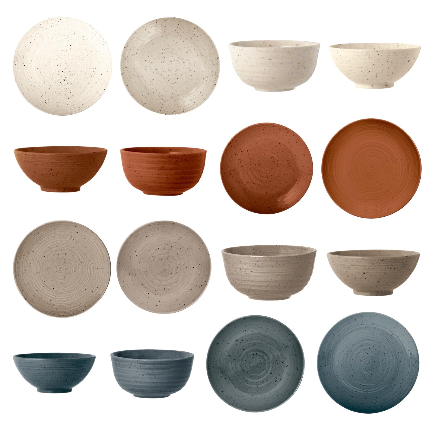 Sango Siterra Painter's Palette 16-Piece Stoneware Dinnerware Set - Service for 4, Ceramic Plates and Bowls Sets, Chip Resistant, Rustic Dishware, Microwave & Dishwasher Safe Kitchen Dishes