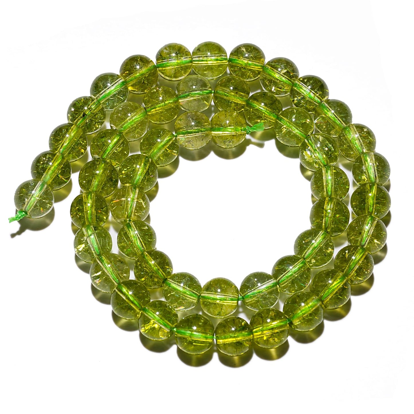 10mm Natural Peridot Gemstone Beads Polished Round Smooth Stone Beads for Bracelets Jewelry Making 15inch Loose Beads