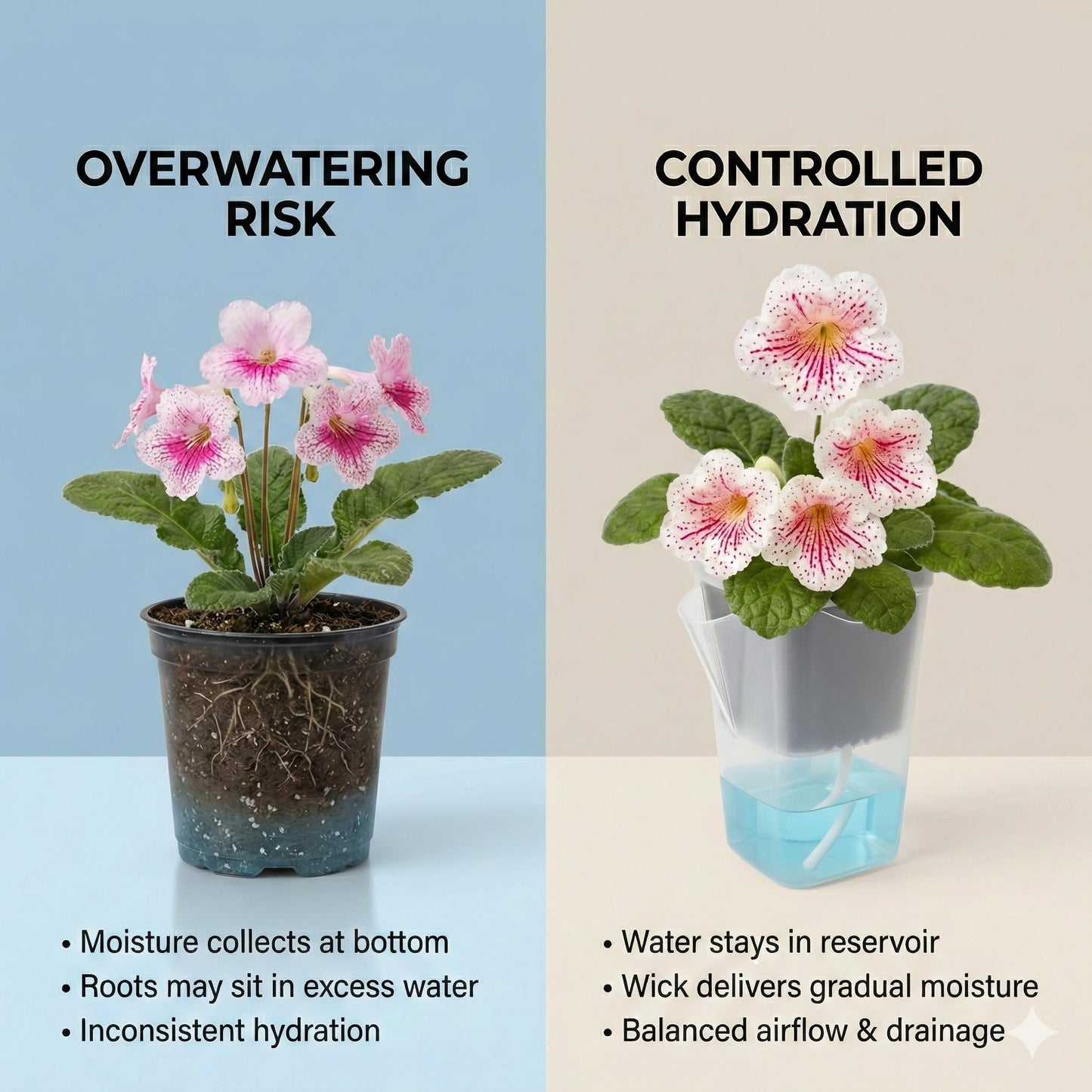 12 Pack 2" Clear Self Watering Pots with Wick System, Water Level Indicator & Drainage Hole, Consistent Moisture for Seedlings, Cuttings, Alocasia Corm & African Violet, 12 Plant Labels Included