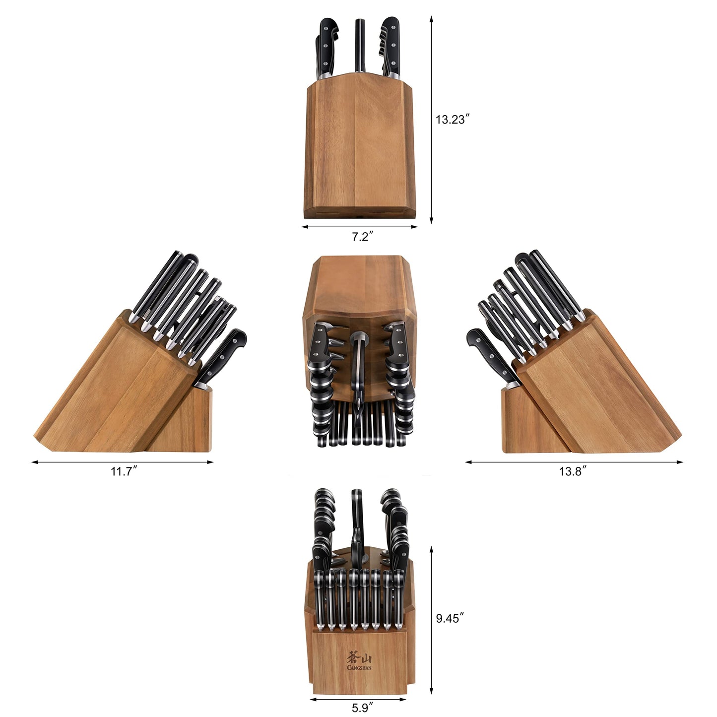 Cangshan V2 Series 1024128 German Steel Forged 23-Piece Knife Block Set, Acacia