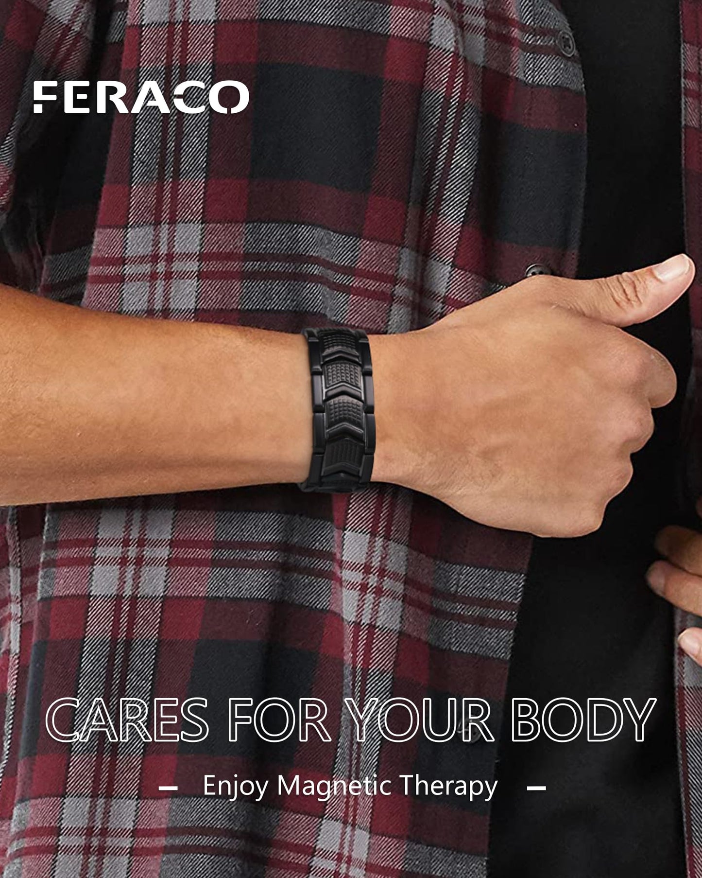 Feraco Magnetic Therapy Bracelets for Men,Titanium Steel Bracelets with 3800 Gauss Magnets