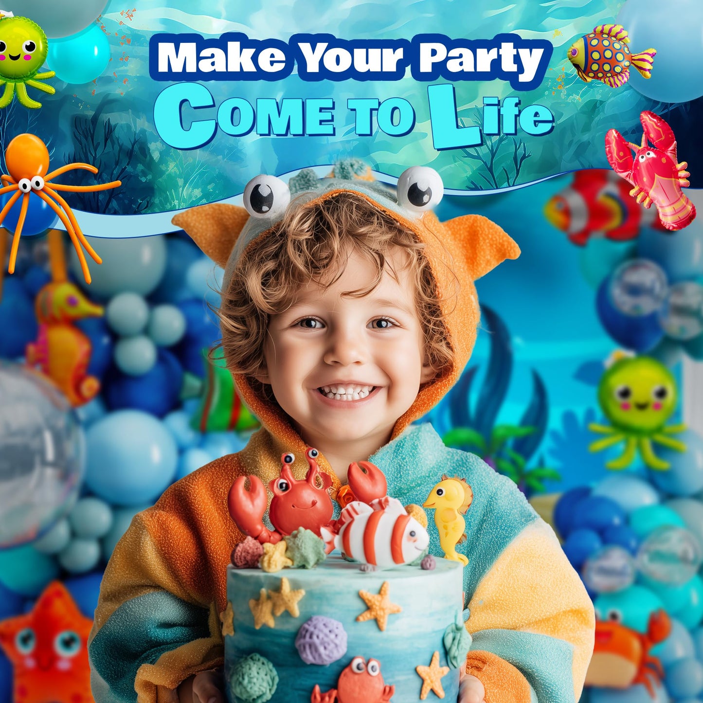 ALL-IN-1 Ocean Balloon Arch Kit with BONUS Under the Sea Animals (9x) - Under the Sea Balloon Arch Kit for Ocean Themed Party Decorations, Nemo Birthday Decorations, Under the Sea Decorations