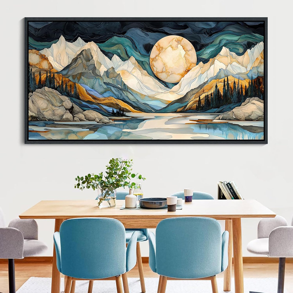 JEAWA Framed Canvas Wall Art - Large Abstract Painting Decor, Textured Mountain Pictures as Gifts for Friends, Modern Art Prints for Bedroom Living Room Bathroom Home Decoration, 29x58 IN