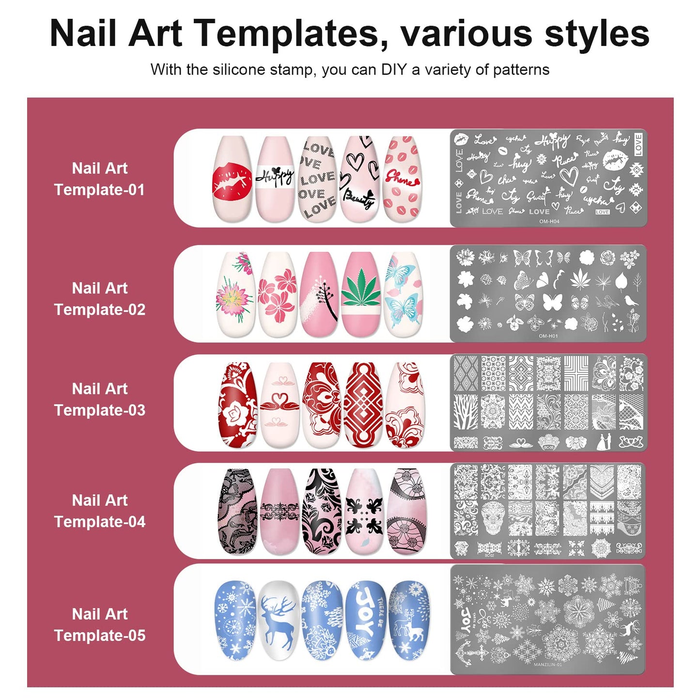 SAGEBIO Nail Art Stamper Clear Silicone Nails Stamping Jelly with Scraper Transparent Visible Body DIY Manicure Nail Art Tool C